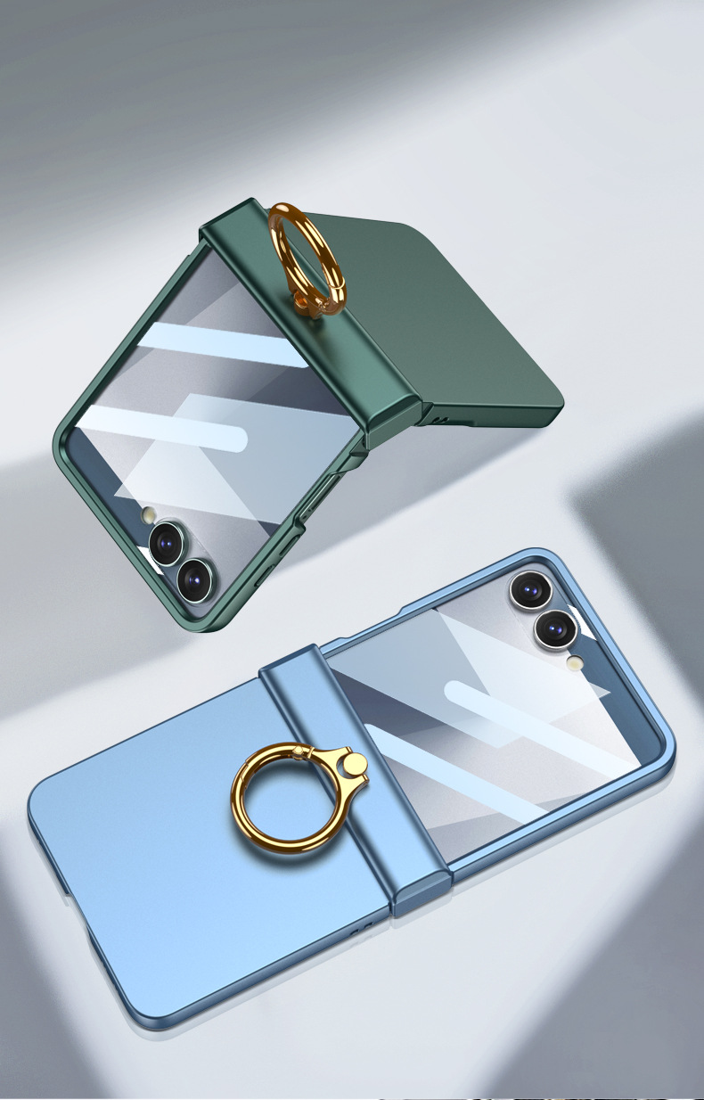 Compatible with Samsung Z Flip8/7 phone case, Flip6 hinge ring holder case, full-coverage drop-proof protective case