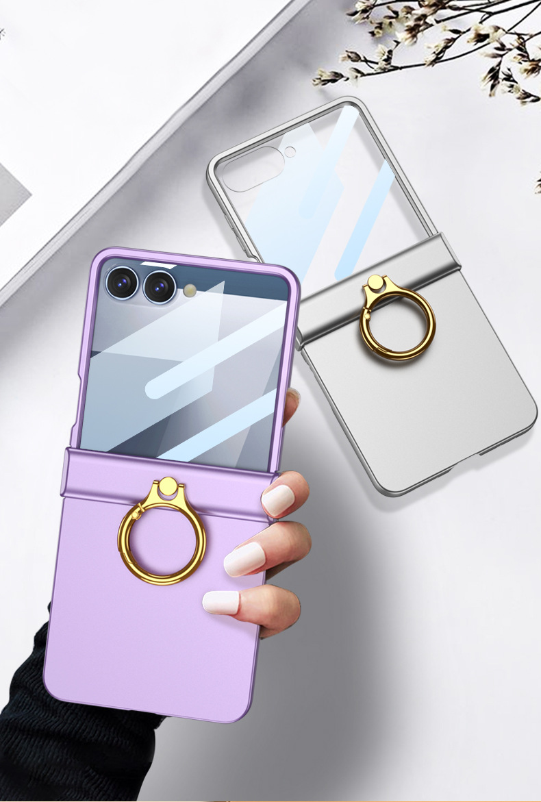 Compatible with Samsung Z Flip8/7 phone case, Flip6 hinge ring holder case, full-coverage drop-proof protective case
