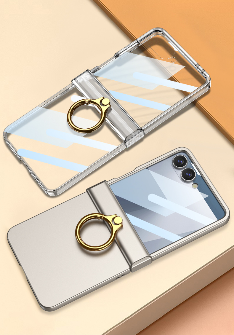 Compatible with Samsung Z Flip8/7 phone case, Flip6 hinge ring holder case, full-coverage drop-proof protective case