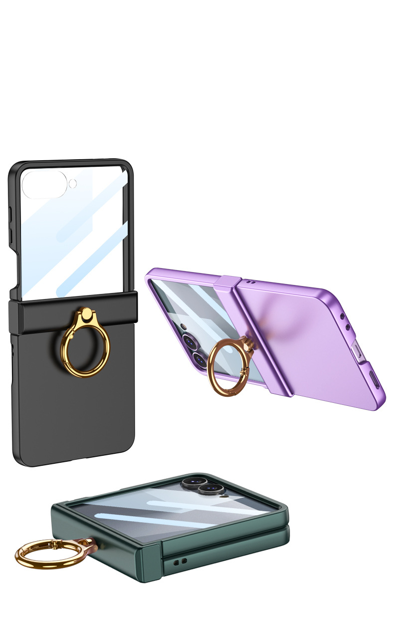 Compatible with Samsung Z Flip8/7 phone case, Flip6 hinge ring holder case, full-coverage drop-proof protective case