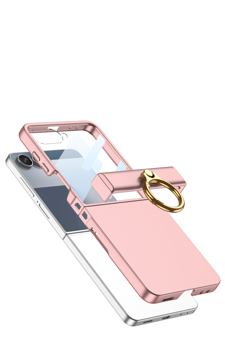 Compatible with Samsung Z Flip8/7 phone case, Flip6 hinge ring holder case, full-coverage drop-proof protective case