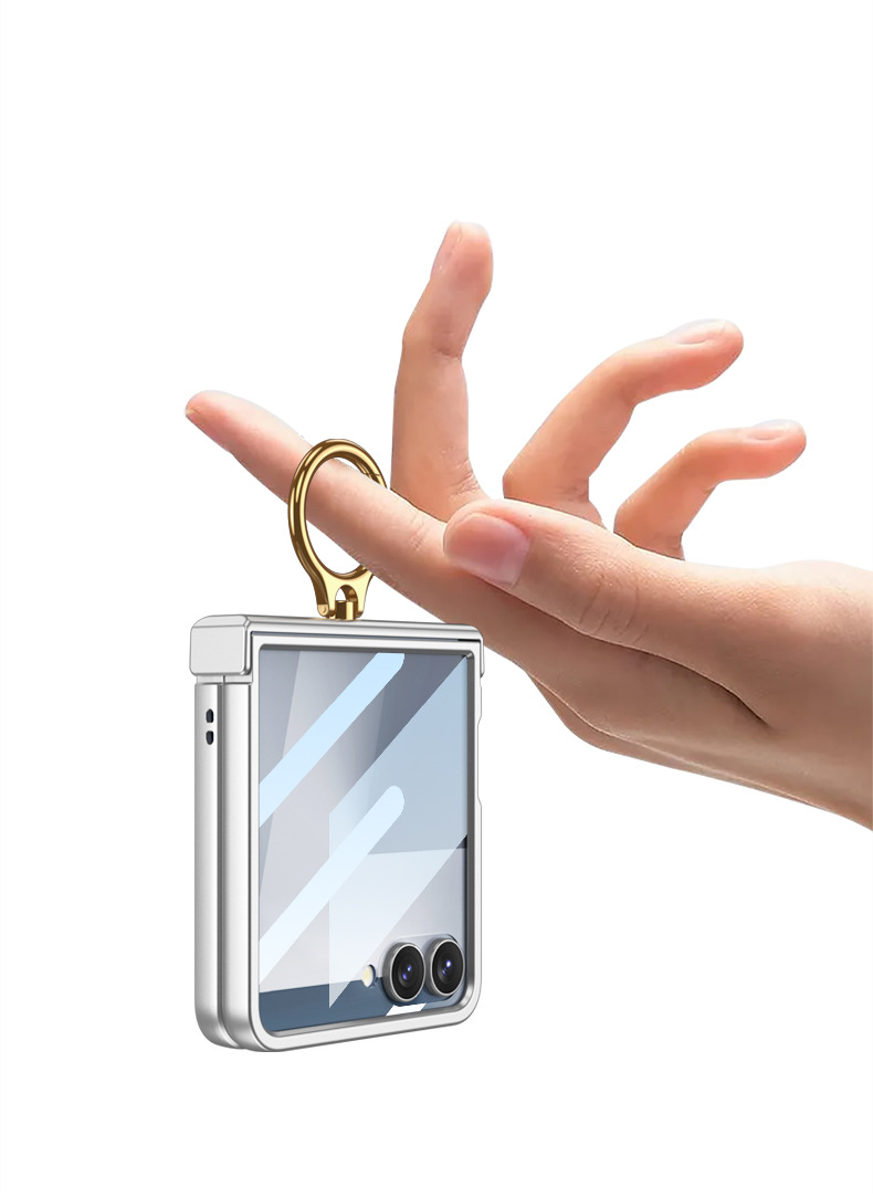 Compatible with Samsung Z Flip8/7 phone case, Flip6 hinge ring holder case, full-coverage drop-proof protective case