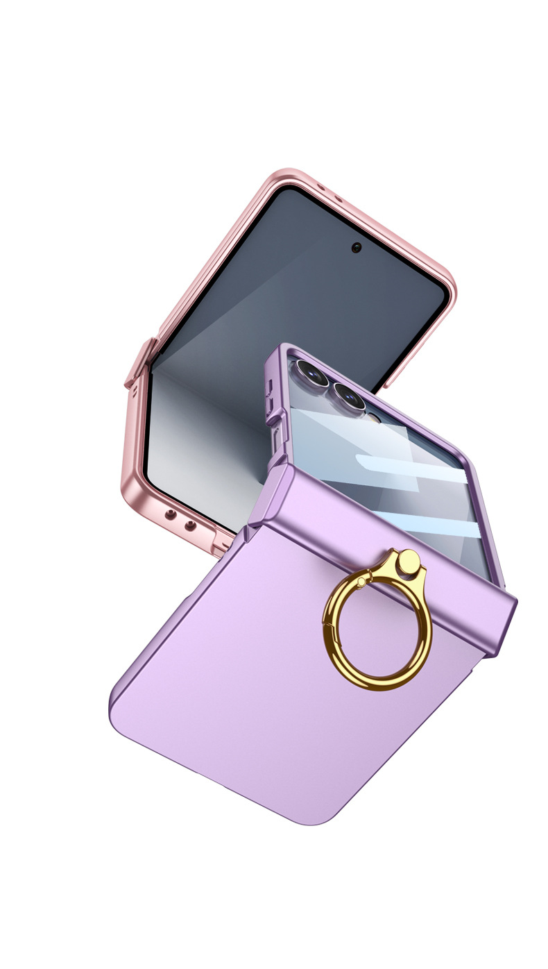 Compatible with Samsung Z Flip8/7 phone case, Flip6 hinge ring holder case, full-coverage drop-proof protective case