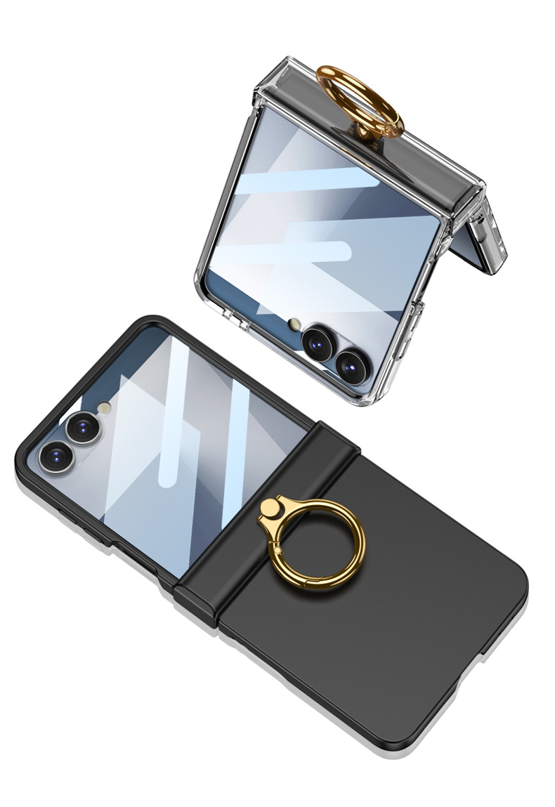 Compatible with Samsung Z Flip8/7 phone case, Flip6 hinge ring holder case, full-coverage drop-proof protective case