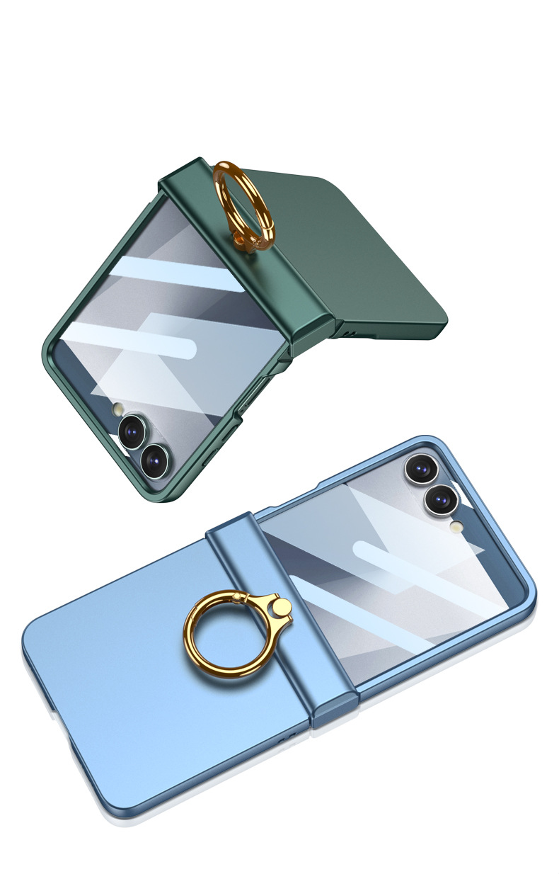 Compatible with Samsung Z Flip8/7 phone case, Flip6 hinge ring holder case, full-coverage drop-proof protective case