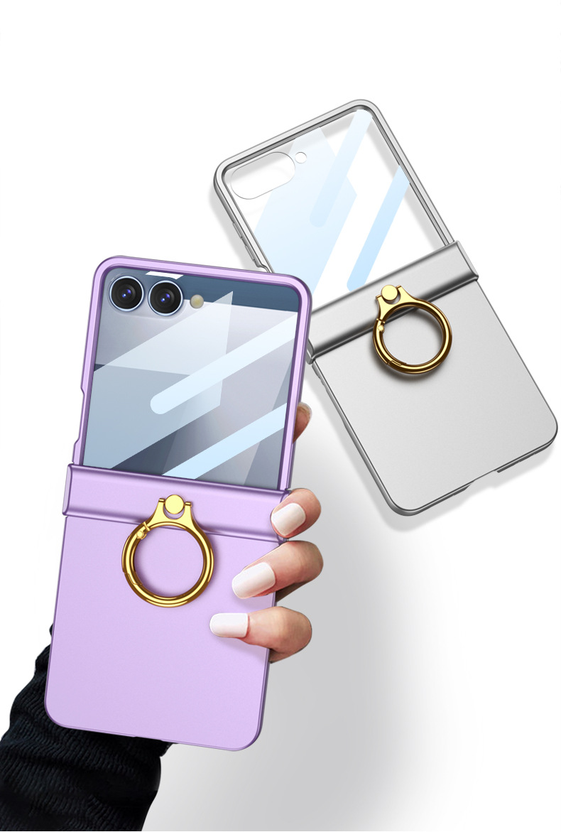 Compatible with Samsung Z Flip8/7 phone case, Flip6 hinge ring holder case, full-coverage drop-proof protective case