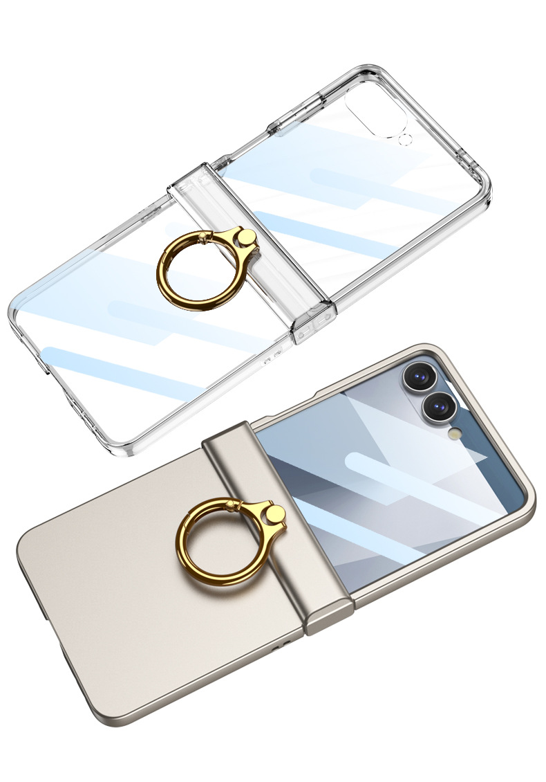 Compatible with Samsung Z Flip8/7 phone case, Flip6 hinge ring holder case, full-coverage drop-proof protective case