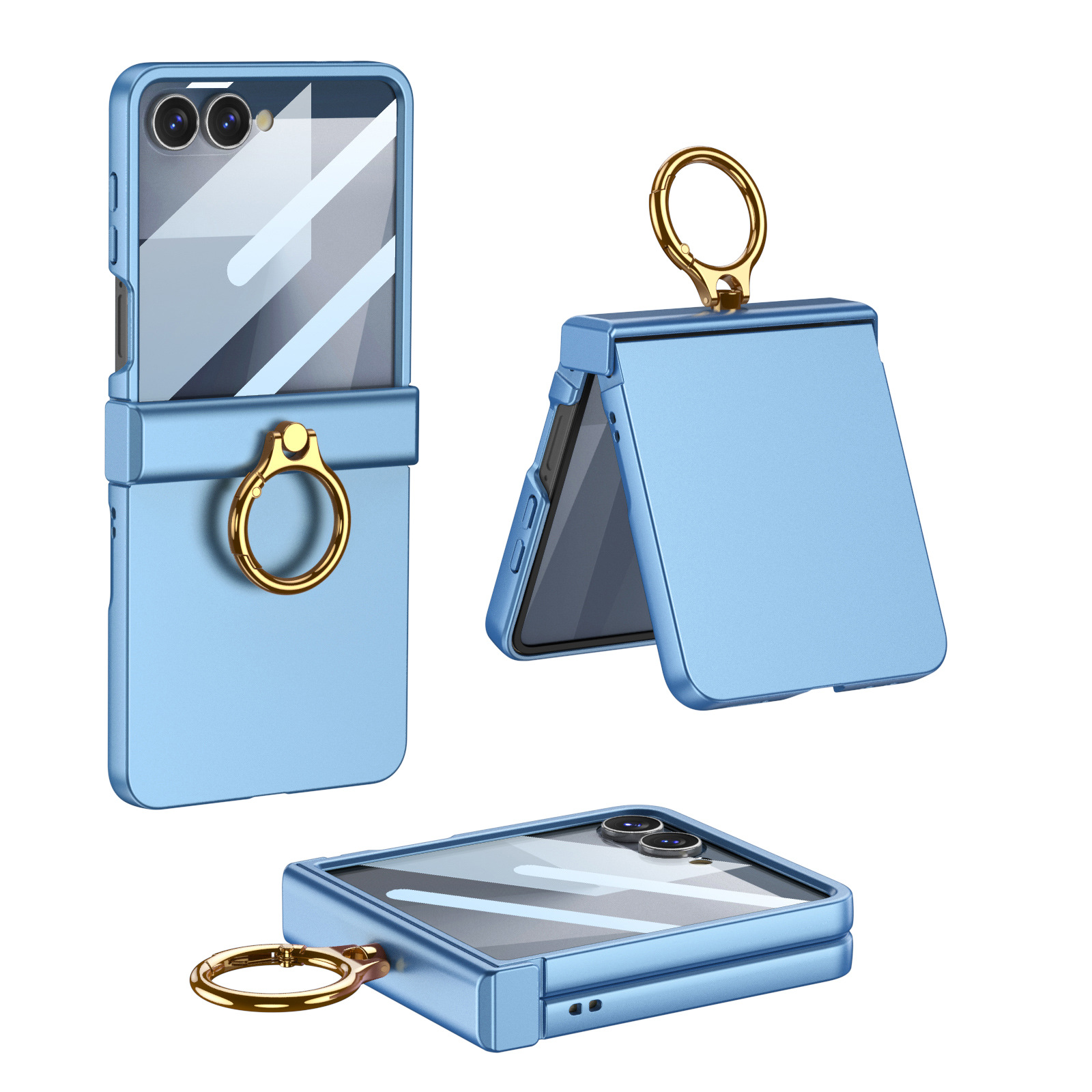 Compatible with Samsung Z Flip8/7 phone case, Flip6 hinge ring holder case, full-coverage drop-proof protective case