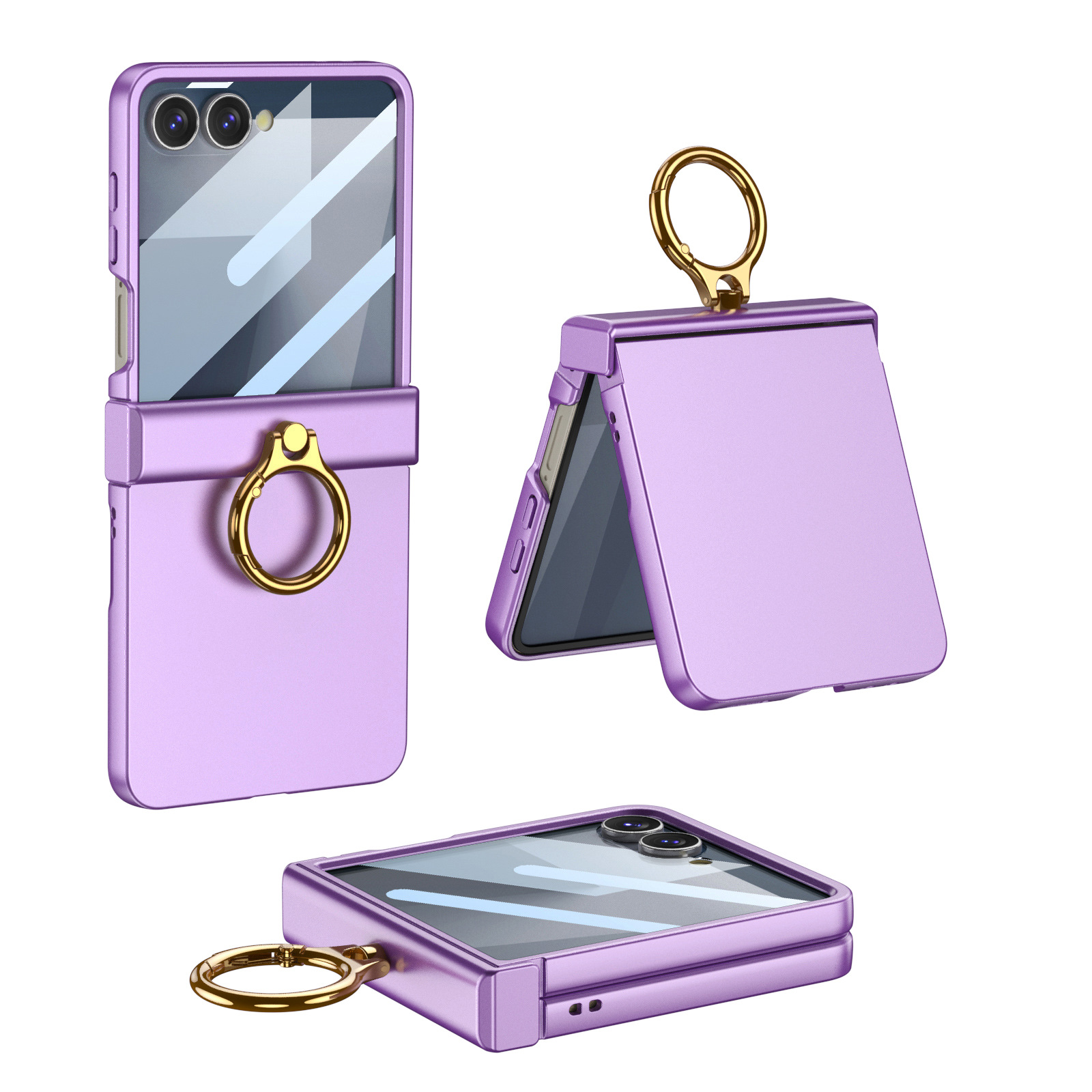 Compatible with Samsung Z Flip8/7 phone case, Flip6 hinge ring holder case, full-coverage drop-proof protective case