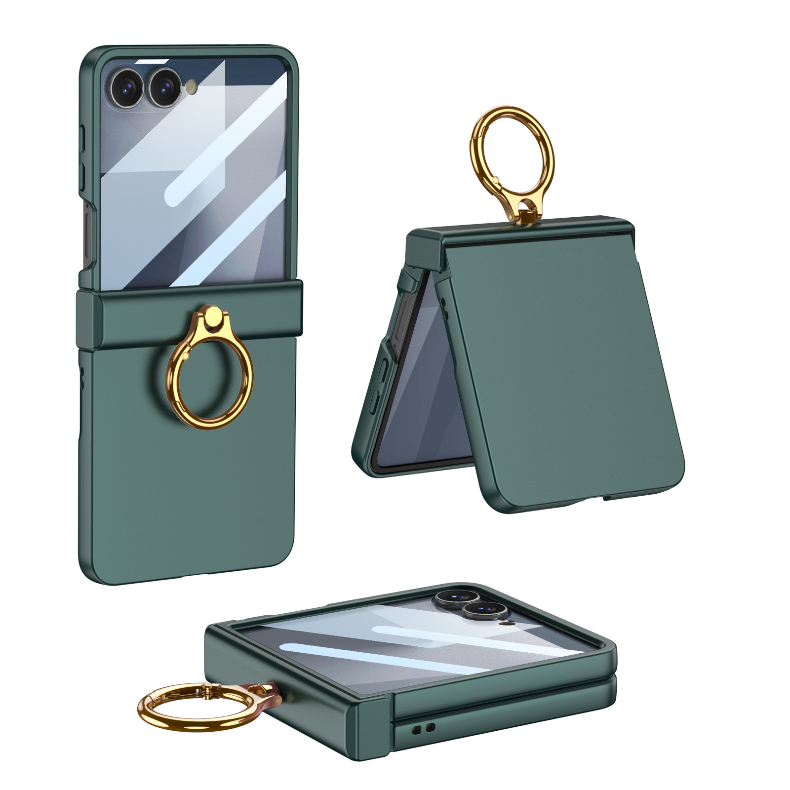 Compatible with Samsung Z Flip8/7 phone case, Flip6 hinge ring holder case, full-coverage drop-proof protective case