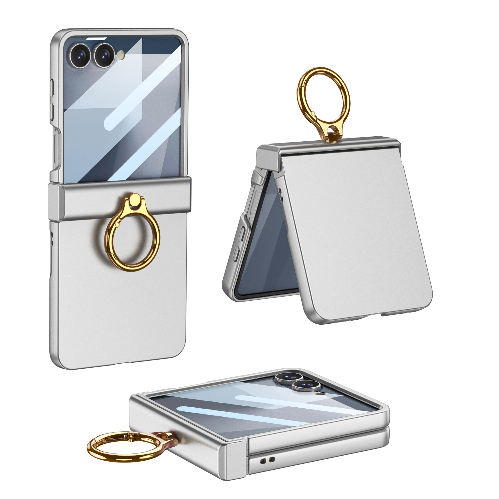 Compatible with Samsung Z Flip8/7 phone case, Flip6 hinge ring holder case, full-coverage drop-proof protective case