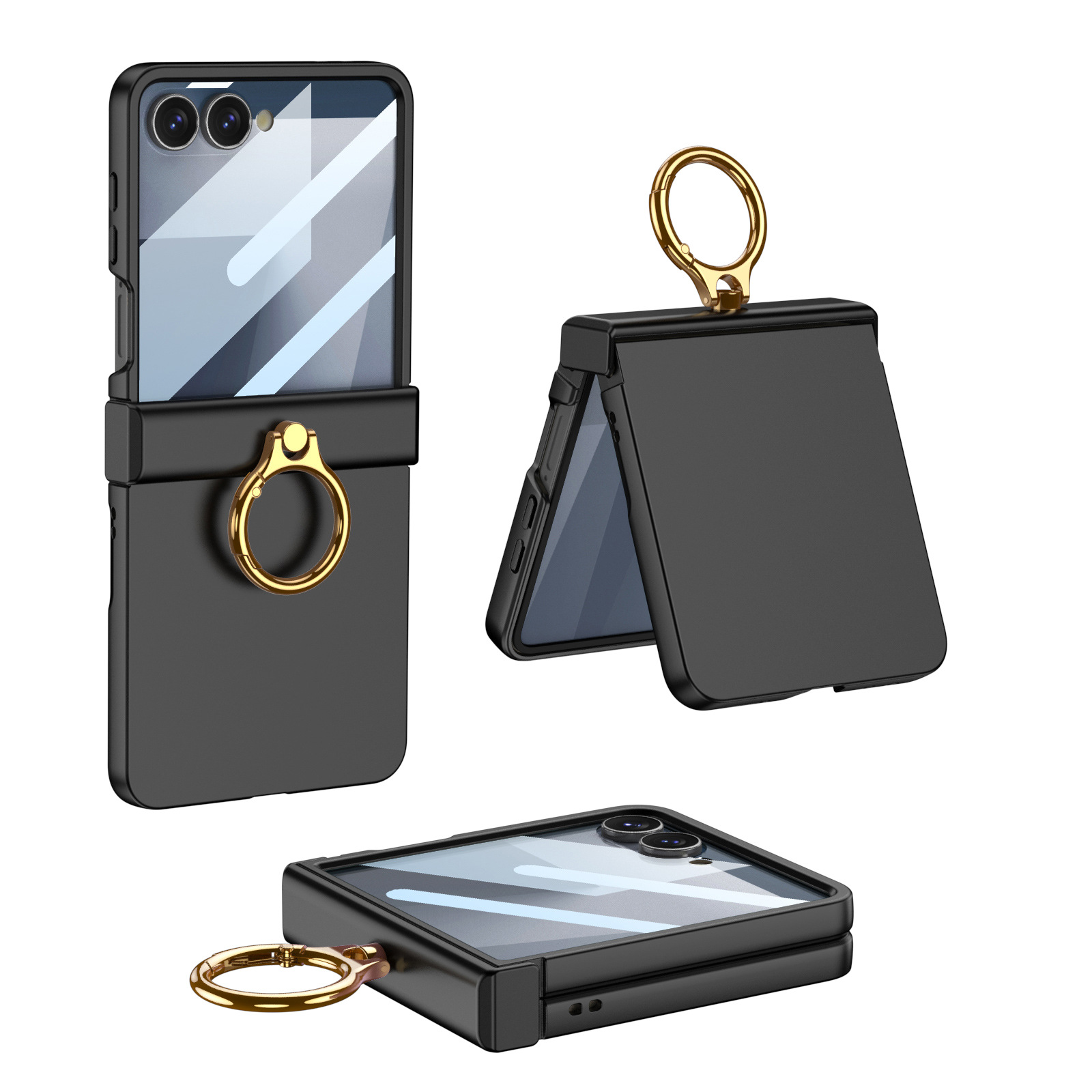 Compatible with Samsung Z Flip8/7 phone case, Flip6 hinge ring holder case, full-coverage drop-proof protective case