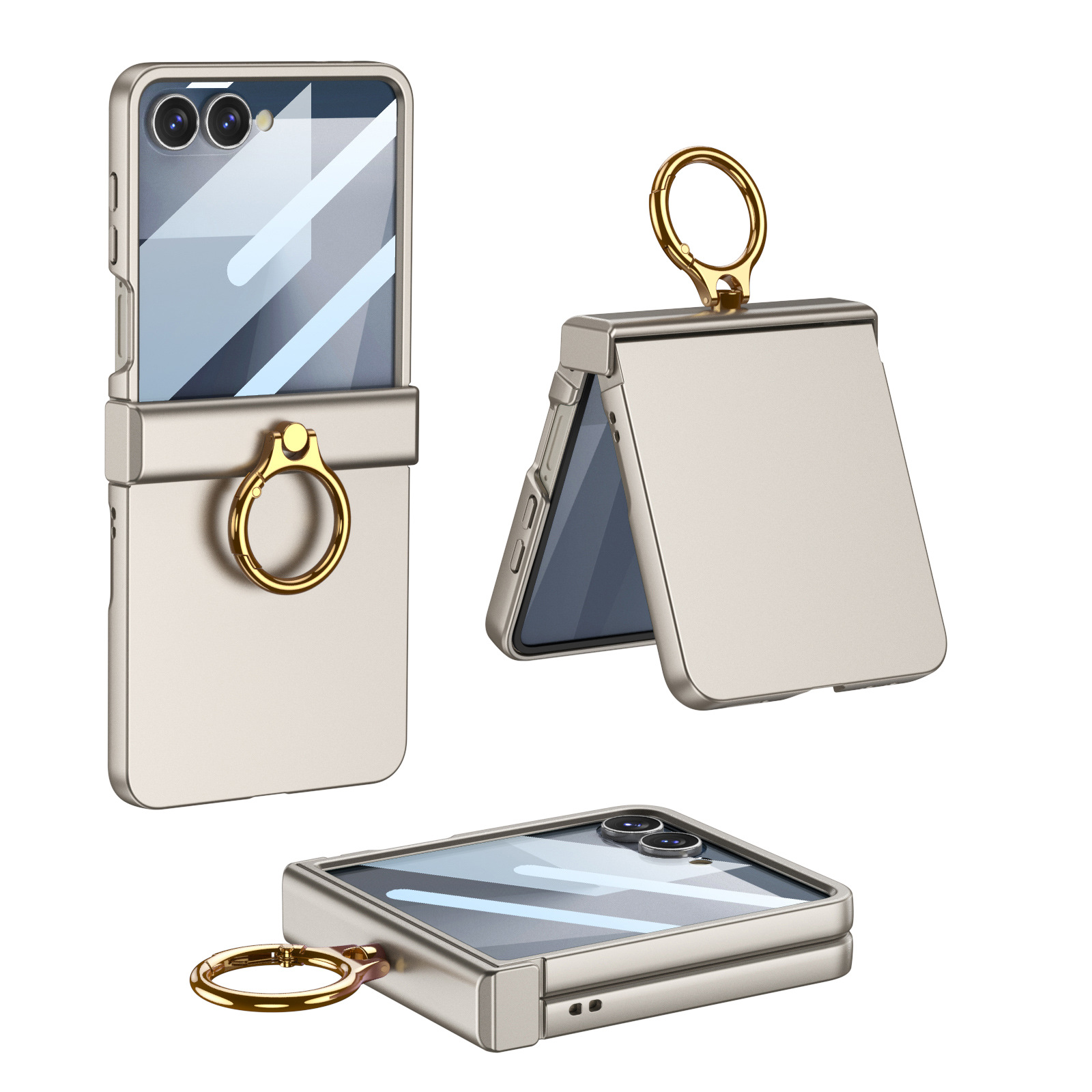 Compatible with Samsung Z Flip8/7 phone case, Flip6 hinge ring holder case, full-coverage drop-proof protective case