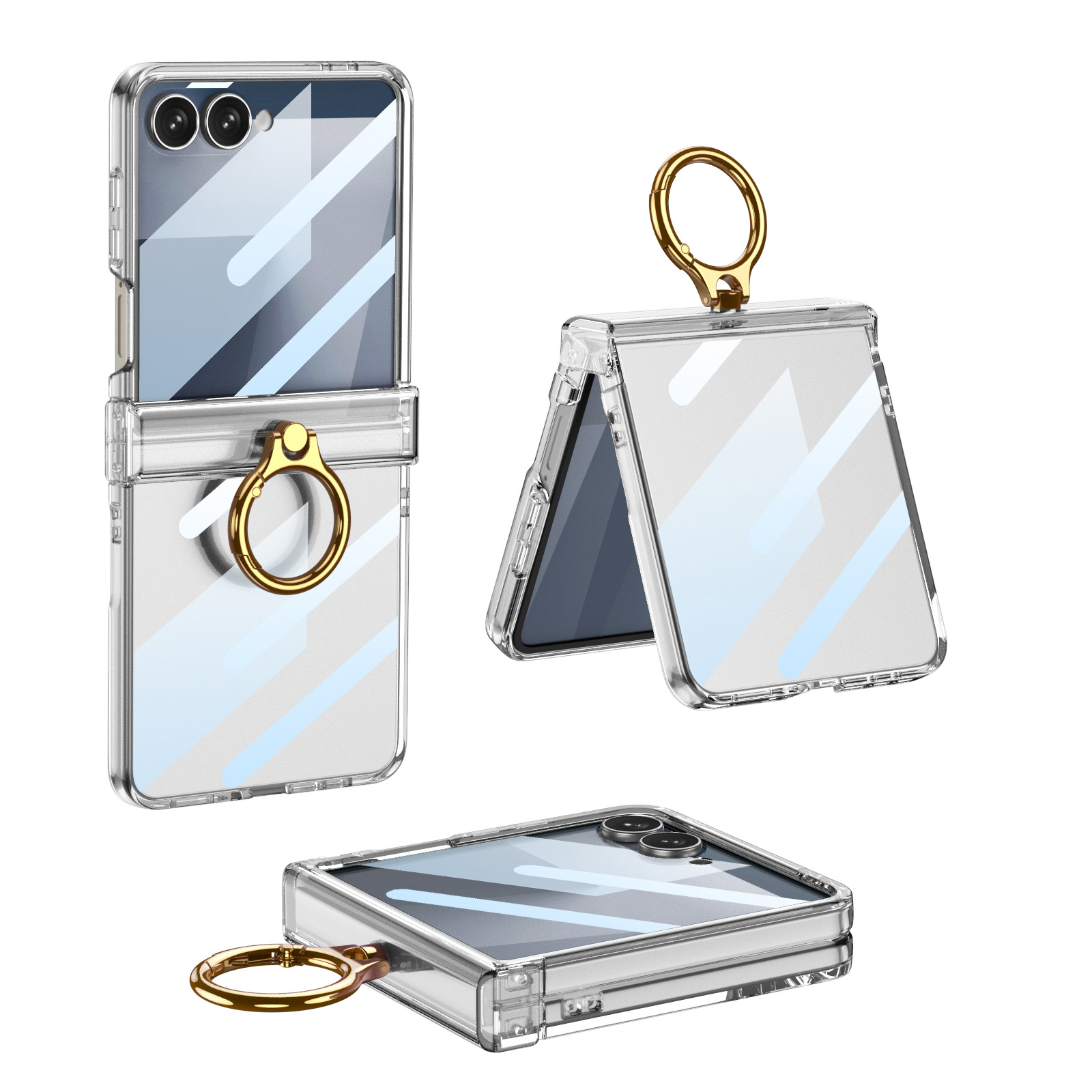 Compatible with Samsung Z Flip8/7 phone case, Flip6 hinge ring holder case, full-coverage drop-proof protective case