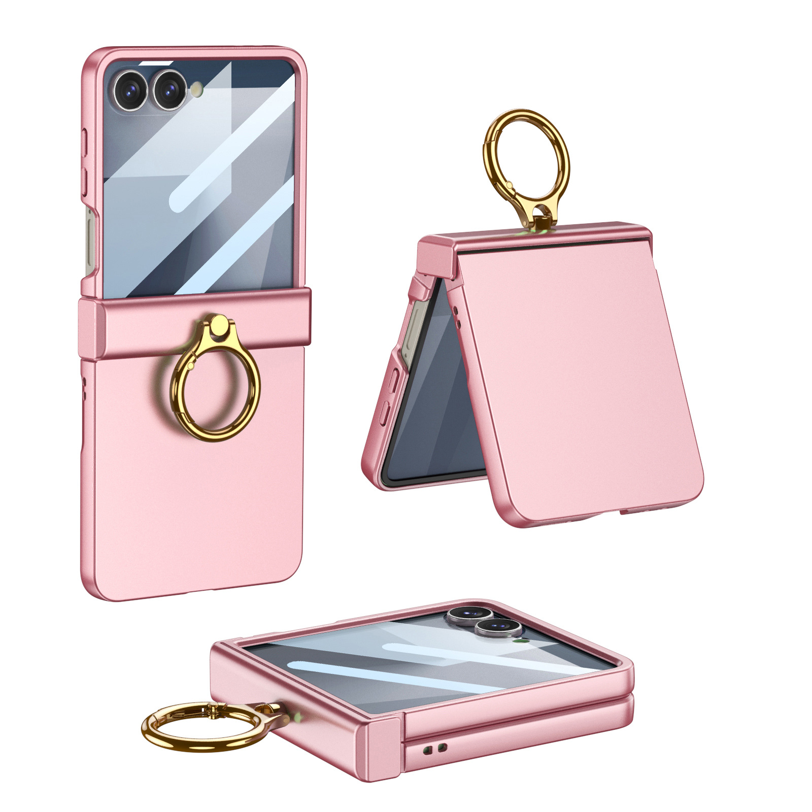 Compatible with Samsung Z Flip8/7 phone case, Flip6 hinge ring holder case, full-coverage drop-proof protective case