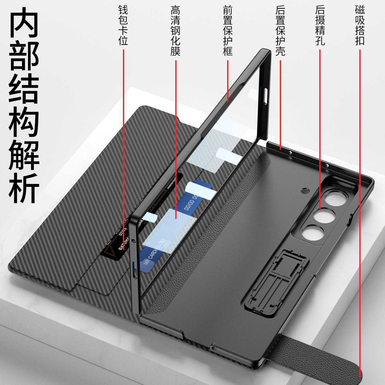 Compatible with Samsung Z Fold8U/7 phone case, wallet, card slot, flip cover, leather case, stand, screen protector, full-coverage protective case
