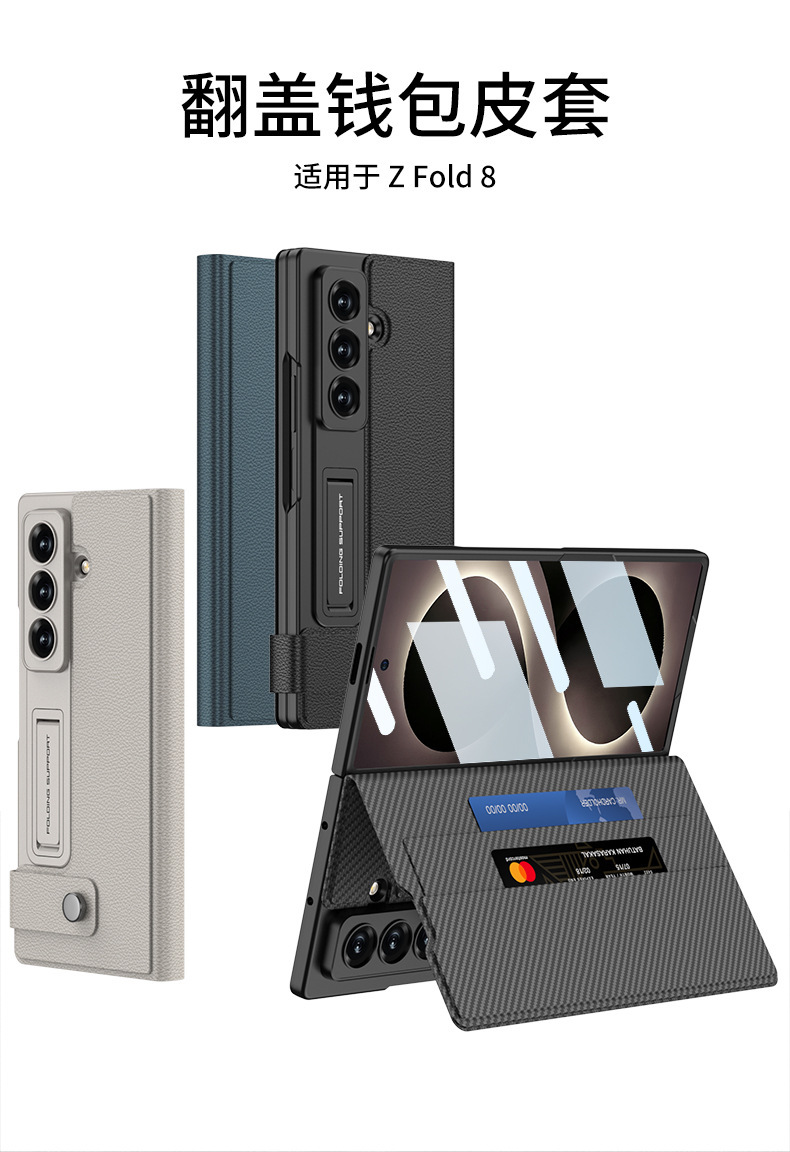 Compatible with Samsung Z Fold8U/7 phone case, wallet, card slot, flip cover, leather case, stand, screen protector, full-coverage protective case