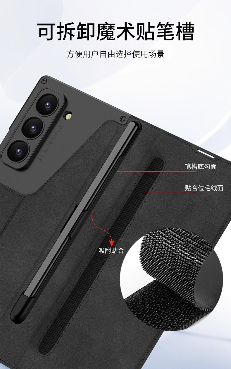 Compatible with Samsung Z Fold8U/7 phone case, SIM card slot, flip cover, stand, screen protector, full-coverage leather case