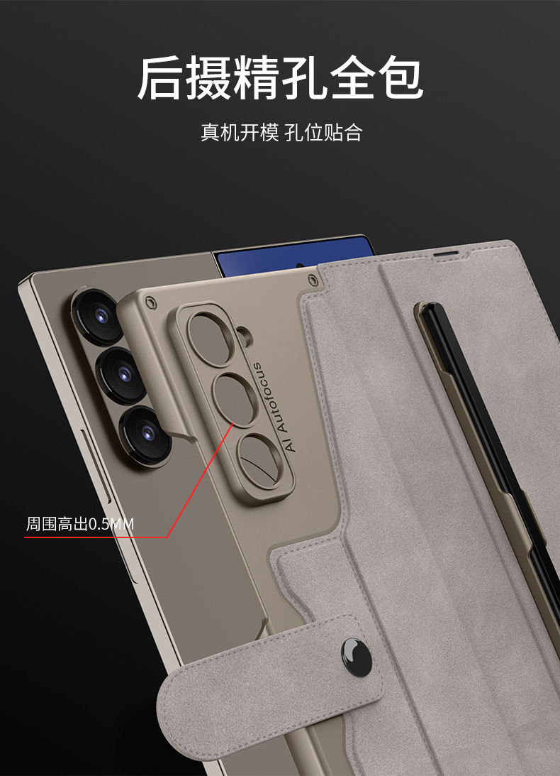 Compatible with Samsung Z Fold8U/7 phone case, SIM card slot, flip cover, stand, screen protector, full-coverage leather case