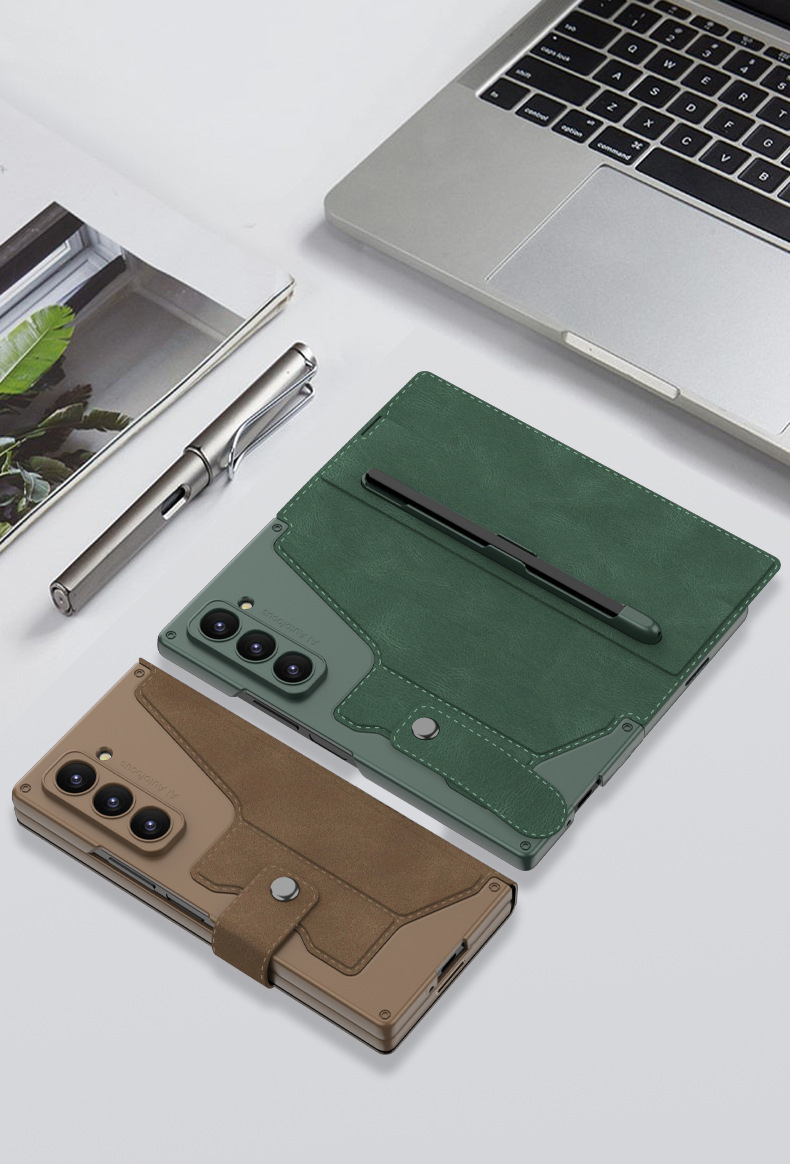 Compatible with Samsung Z Fold8U/7 phone case, SIM card slot, flip cover, stand, screen protector, full-coverage leather case