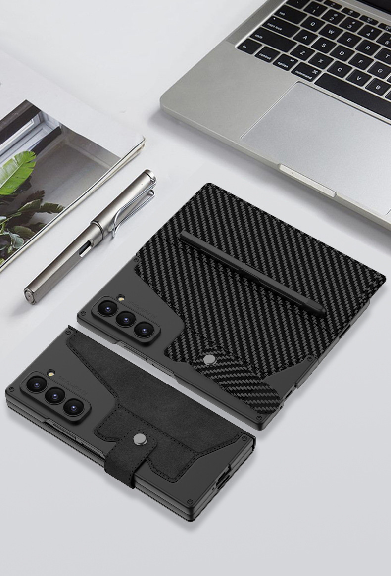 Compatible with Samsung Z Fold8U/7 phone case, SIM card slot, flip cover, stand, screen protector, full-coverage leather case
