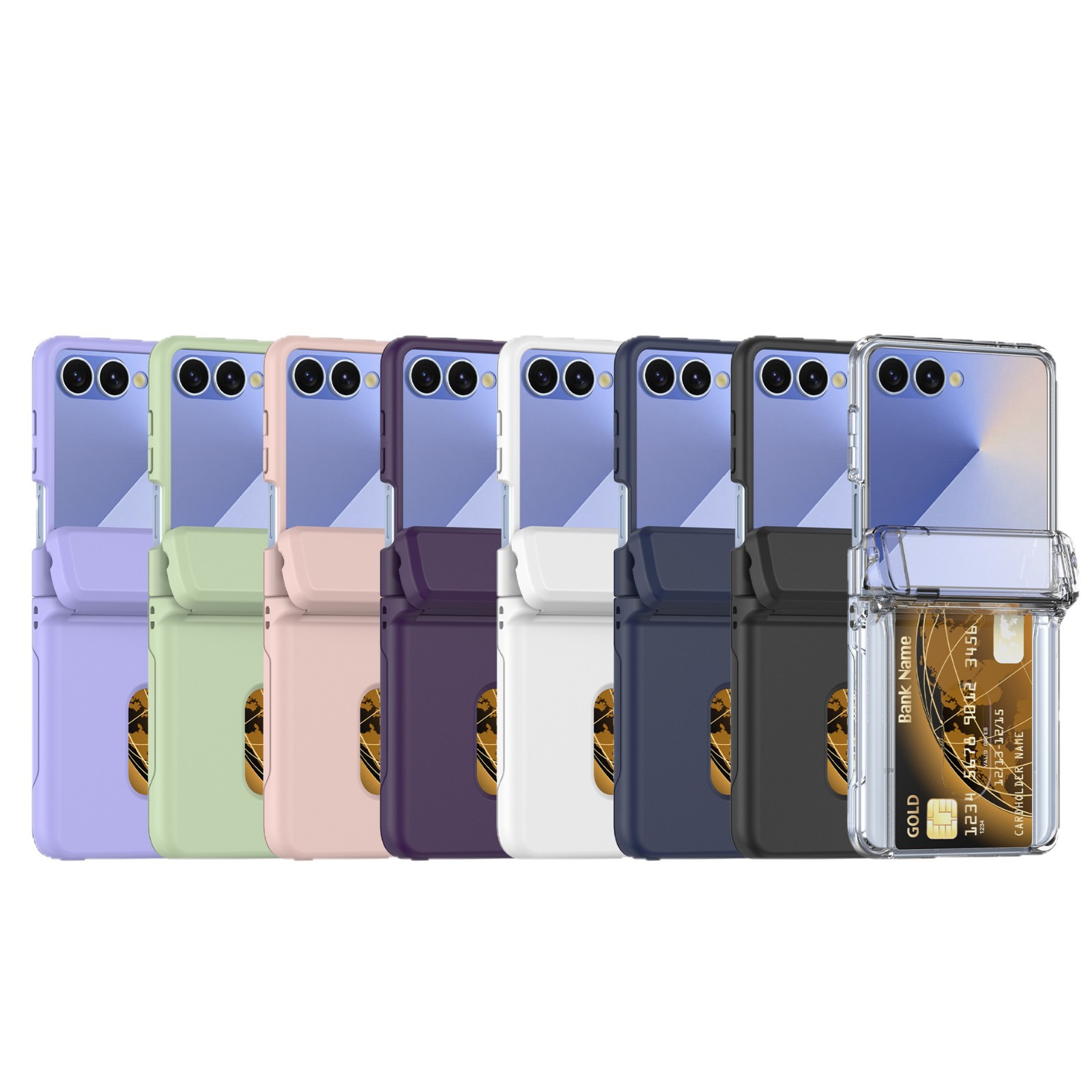 Compatible with Samsung Z Flip8/7 phone case, card slot holder, Flip6/5/4 spring-loaded folding screen protective case