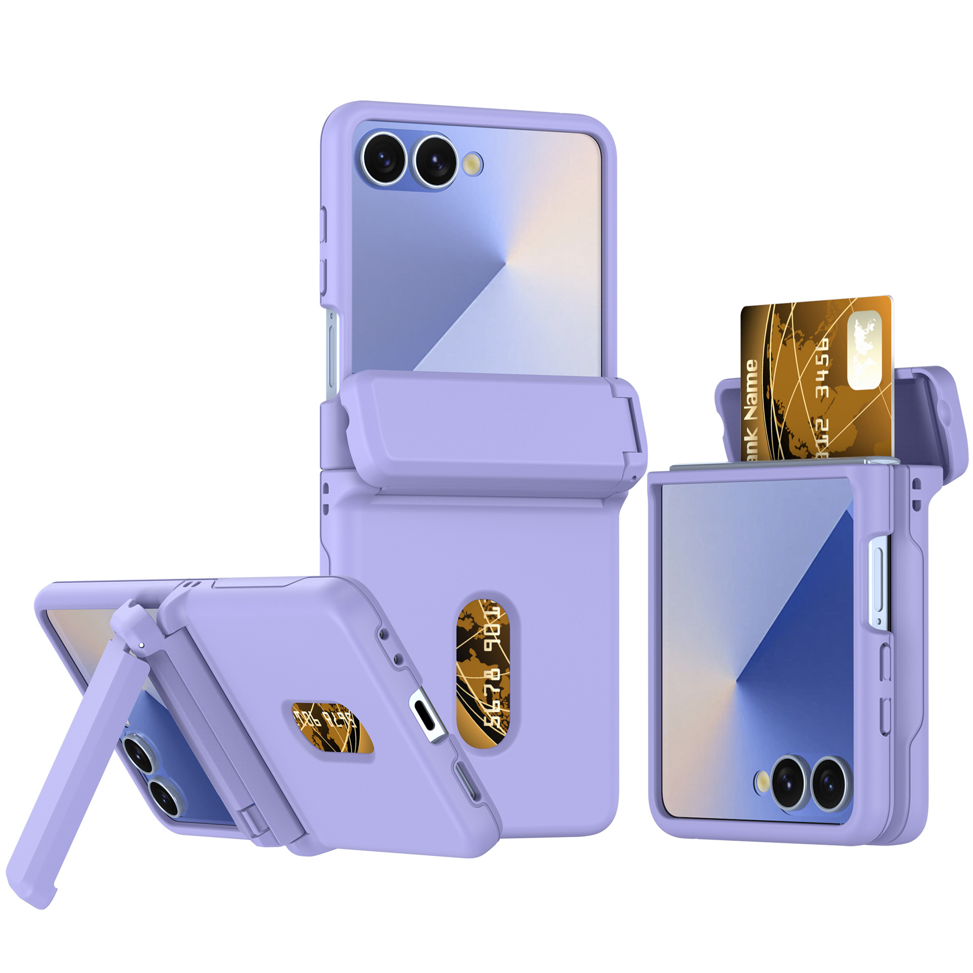 Compatible with Samsung Z Flip8/7 phone case, card slot holder, Flip6/5/4 spring-loaded folding screen protective case