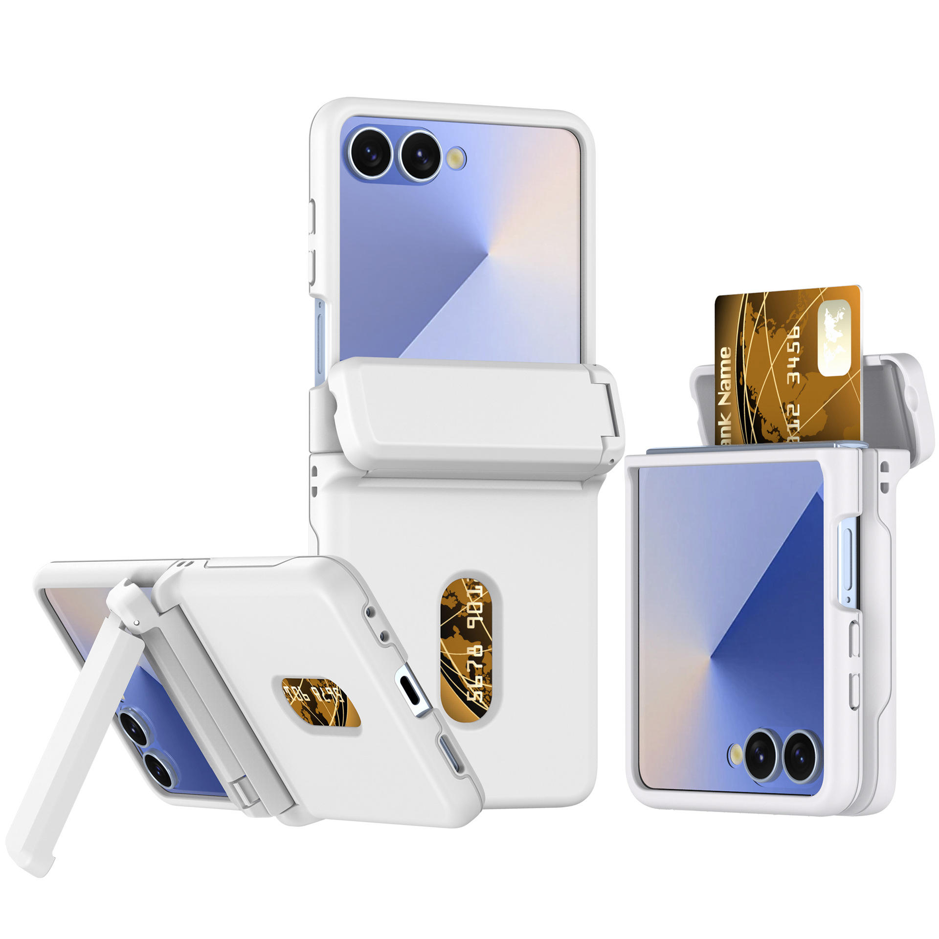 Compatible with Samsung Z Flip8/7 phone case, card slot holder, Flip6/5/4 spring-loaded folding screen protective case