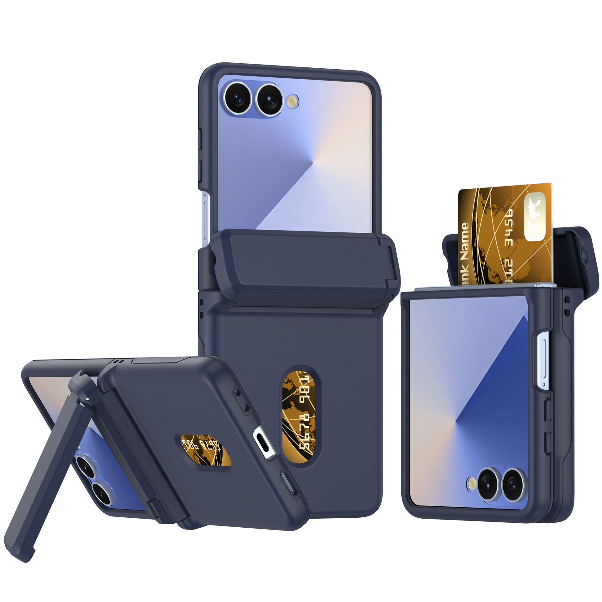 Compatible with Samsung Z Flip8/7 phone case, card slot holder, Flip6/5/4 spring-loaded folding screen protective case