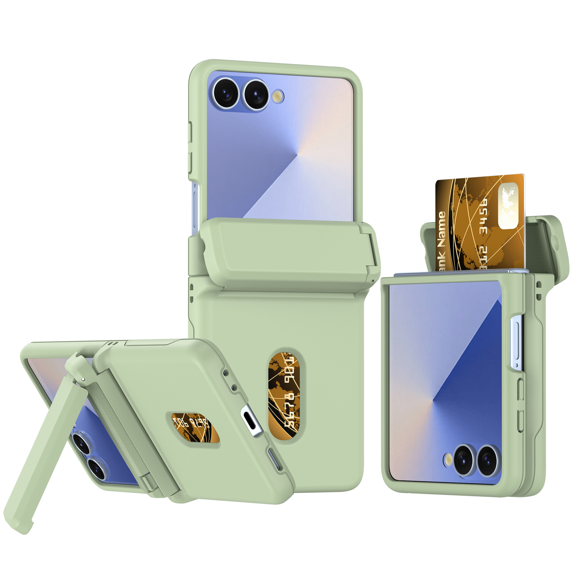Compatible with Samsung Z Flip8/7 phone case, card slot holder, Flip6/5/4 spring-loaded folding screen protective case