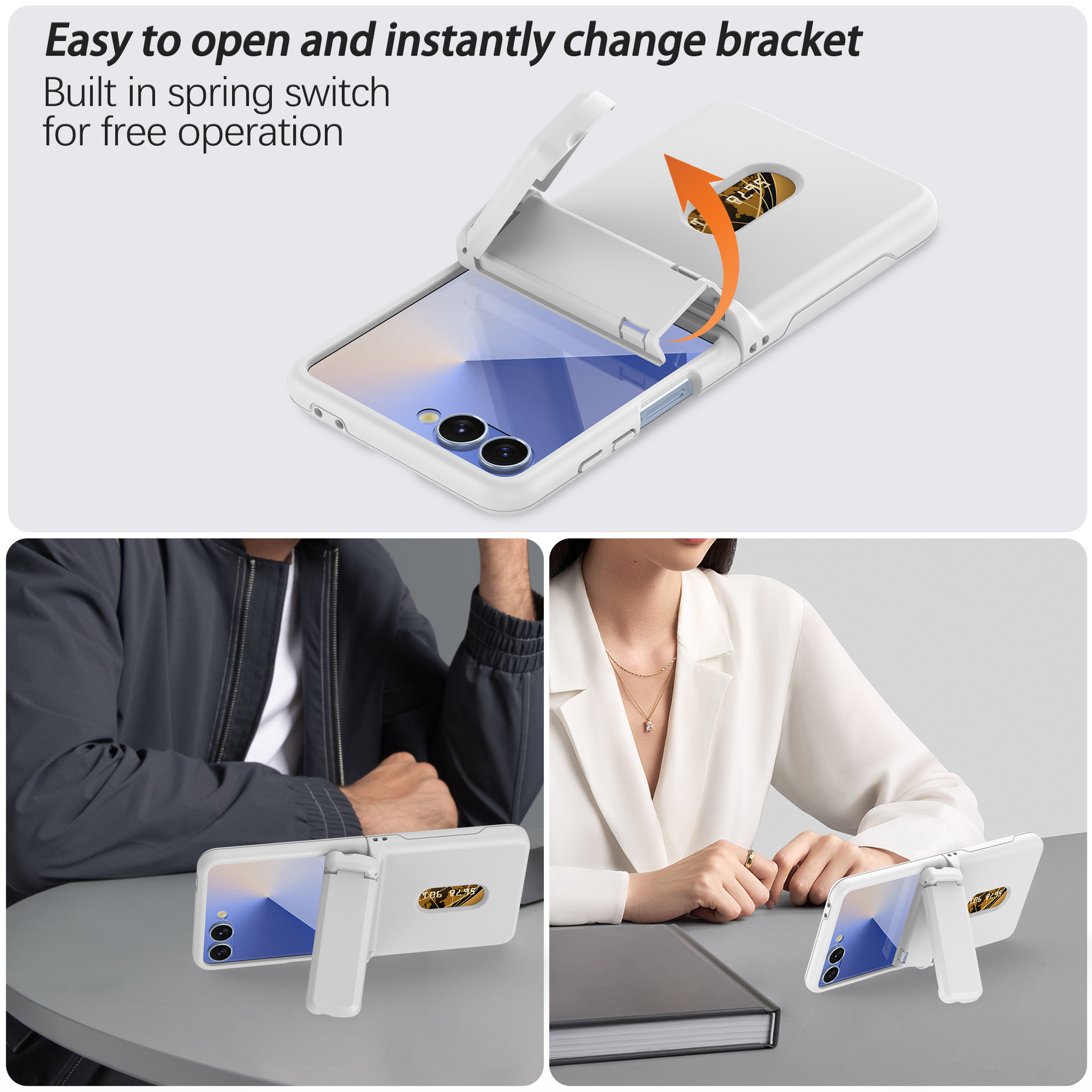 Compatible with Samsung Z Flip8/7 phone case, card slot holder, Flip6/5/4 spring-loaded folding screen protective case