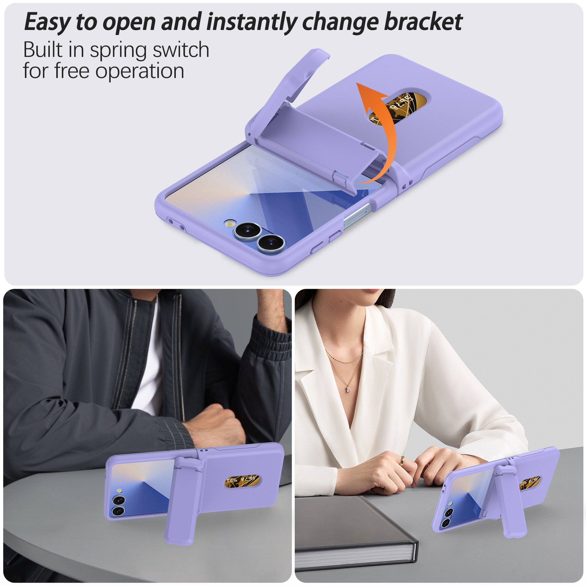 Compatible with Samsung Z Flip8/7 phone case, card slot holder, Flip6/5/4 spring-loaded folding screen protective case