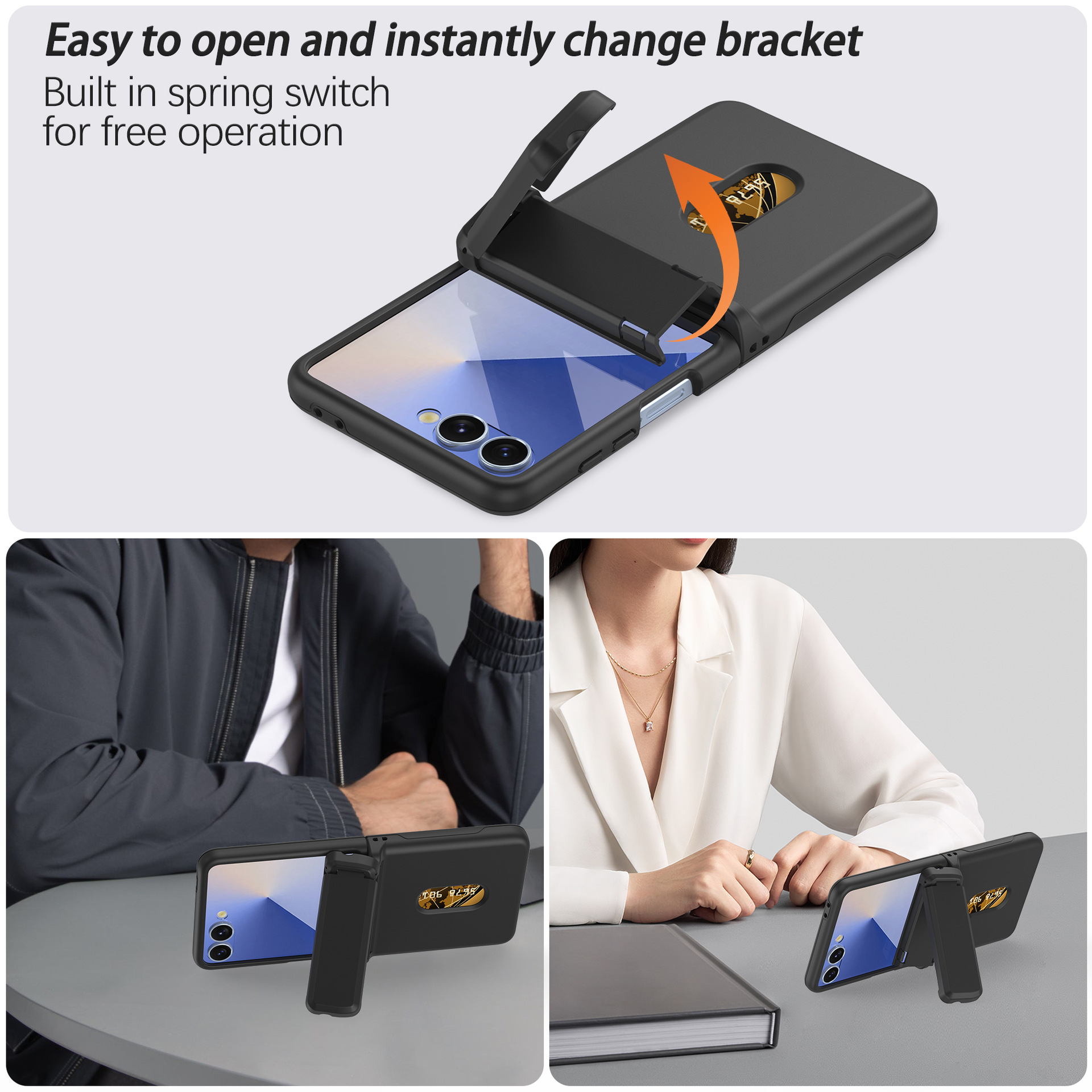 Compatible with Samsung Z Flip8/7 phone case, card slot holder, Flip6/5/4 spring-loaded folding screen protective case