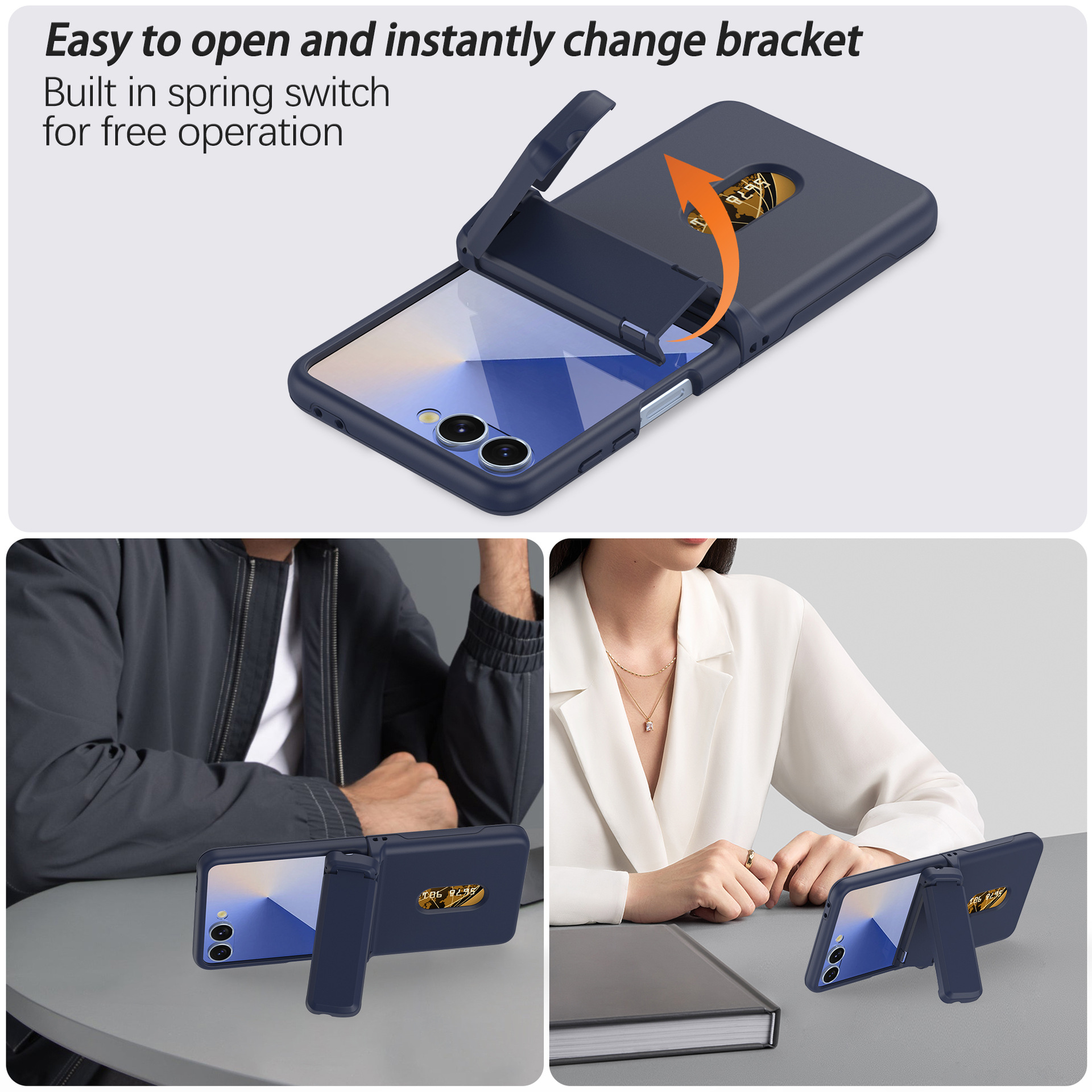 Compatible with Samsung Z Flip8/7 phone case, card slot holder, Flip6/5/4 spring-loaded folding screen protective case