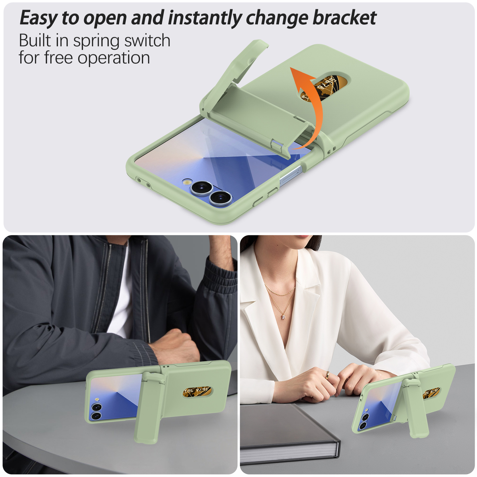 Compatible with Samsung Z Flip8/7 phone case, card slot holder, Flip6/5/4 spring-loaded folding screen protective case