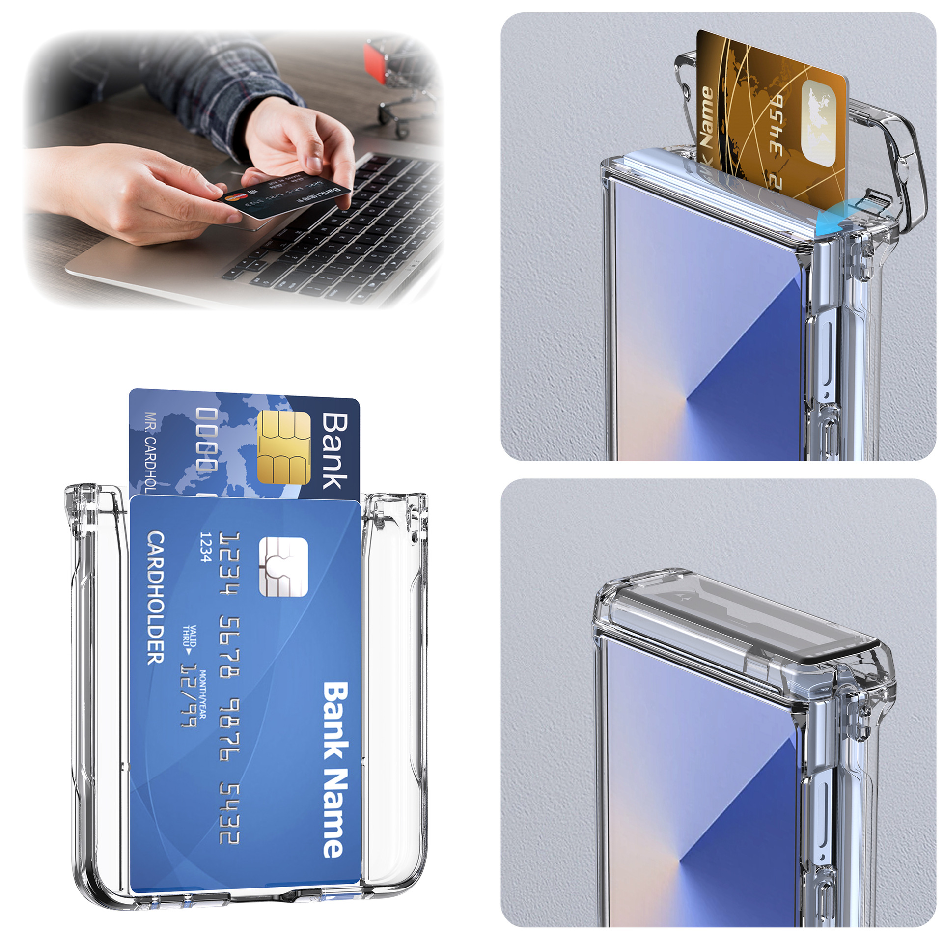 Compatible with Samsung Z Flip8/7 phone case, card slot holder, Flip6/5/4 spring-loaded folding screen protective case