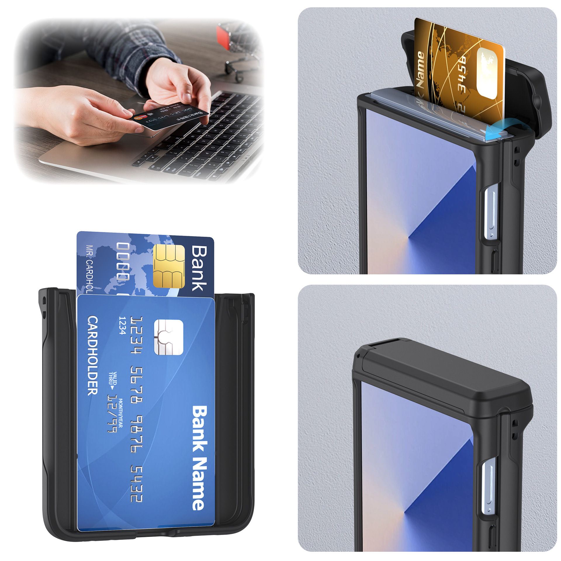 Compatible with Samsung Z Flip8/7 phone case, card slot holder, Flip6/5/4 spring-loaded folding screen protective case