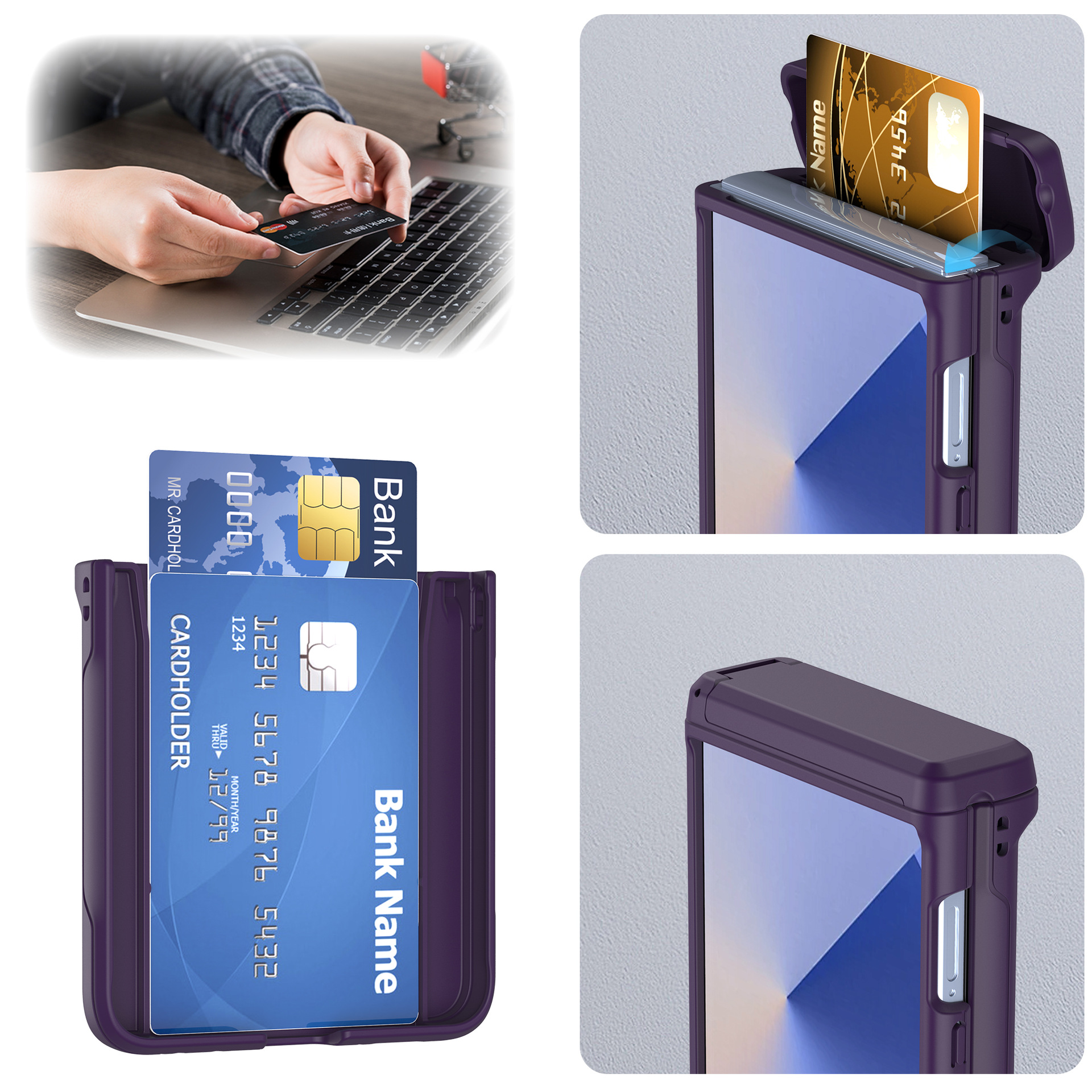 Compatible with Samsung Z Flip8/7 phone case, card slot holder, Flip6/5/4 spring-loaded folding screen protective case
