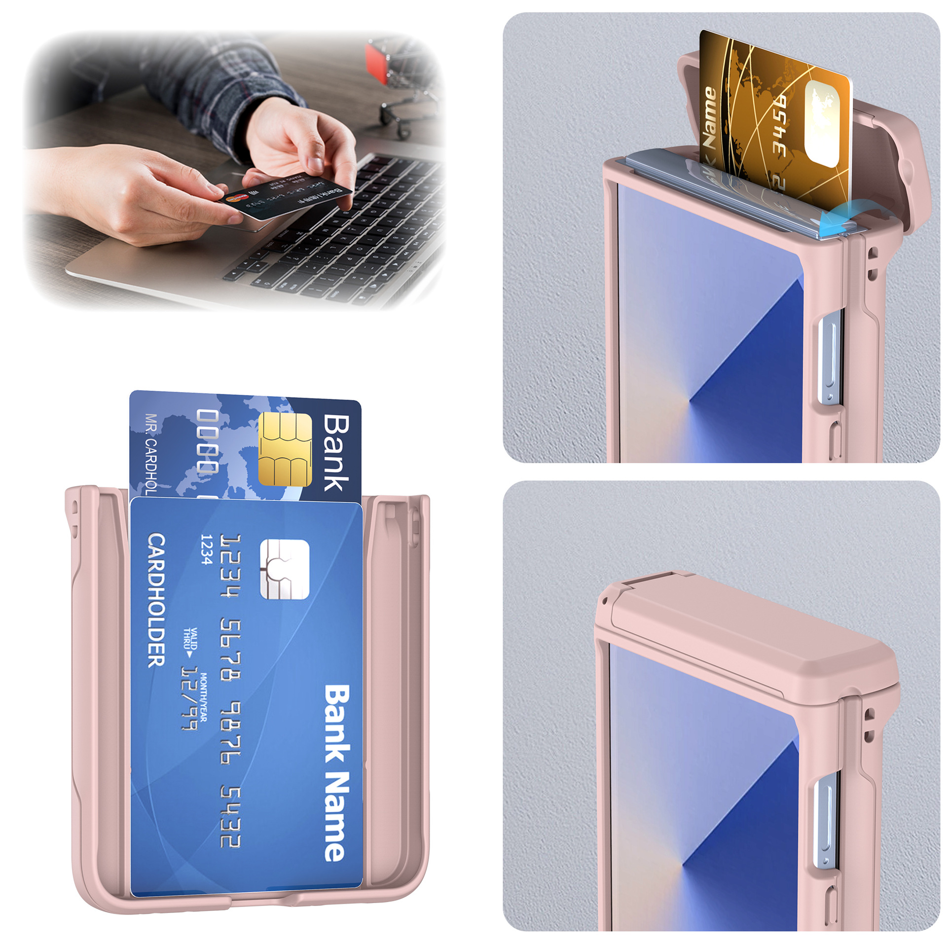 Compatible with Samsung Z Flip8/7 phone case, card slot holder, Flip6/5/4 spring-loaded folding screen protective case