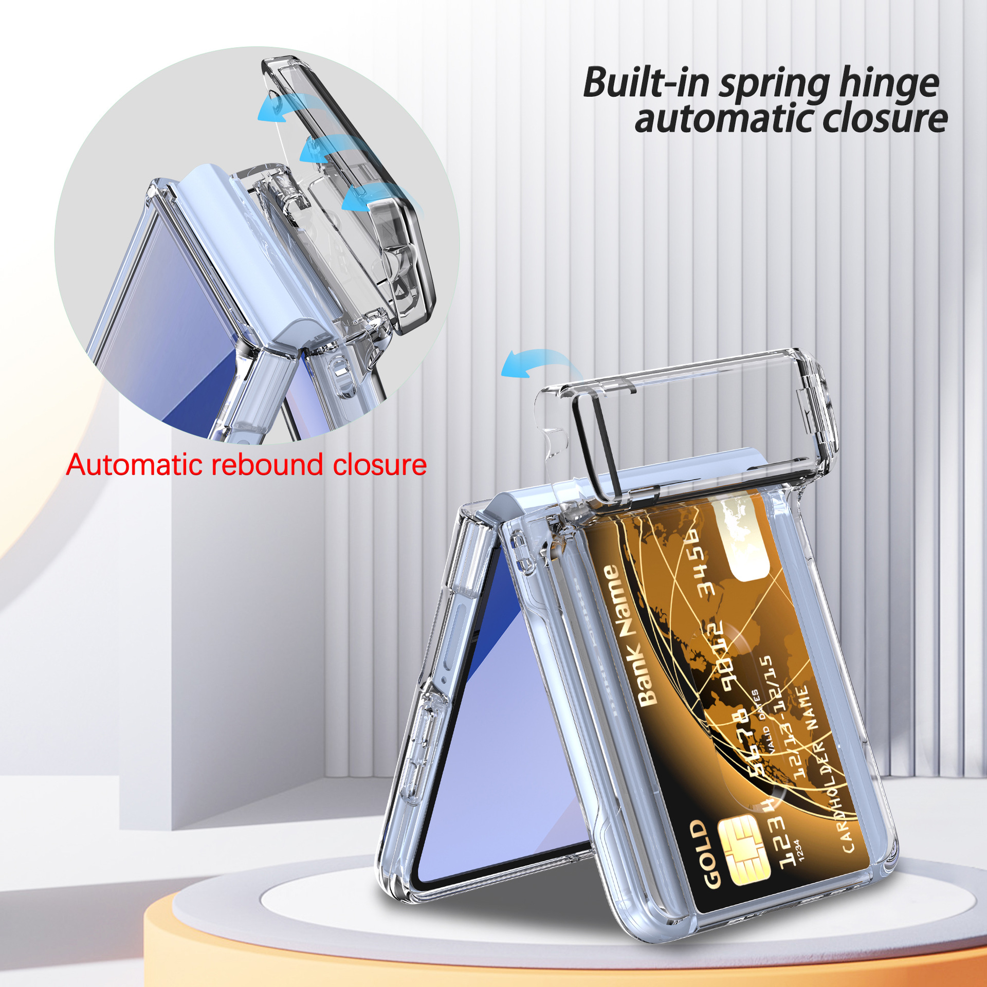 Compatible with Samsung Z Flip8/7 phone case, card slot holder, Flip6/5/4 spring-loaded folding screen protective case