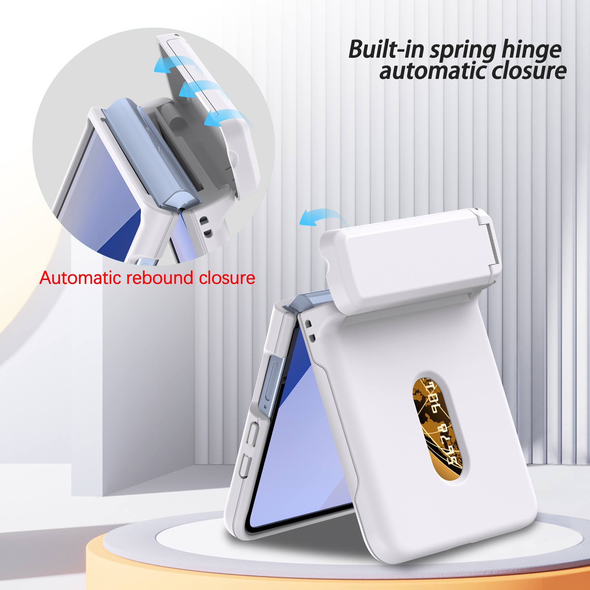 Compatible with Samsung Z Flip8/7 phone case, card slot holder, Flip6/5/4 spring-loaded folding screen protective case