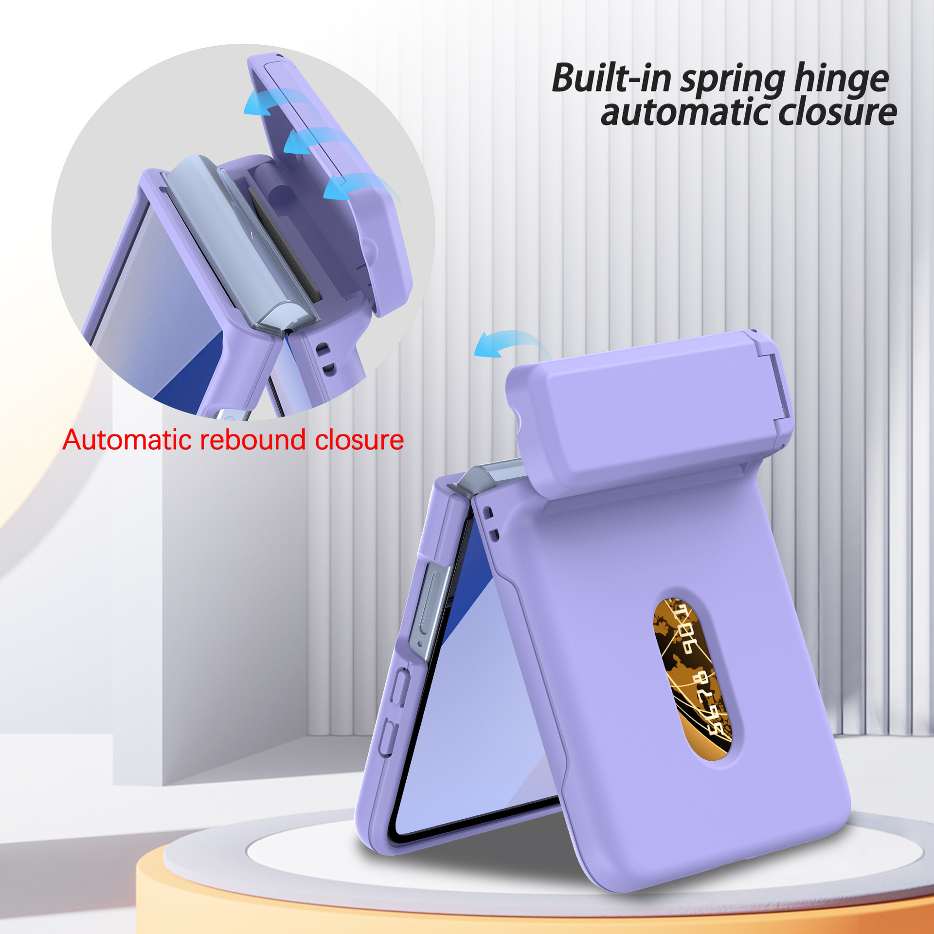 Compatible with Samsung Z Flip8/7 phone case, card slot holder, Flip6/5/4 spring-loaded folding screen protective case