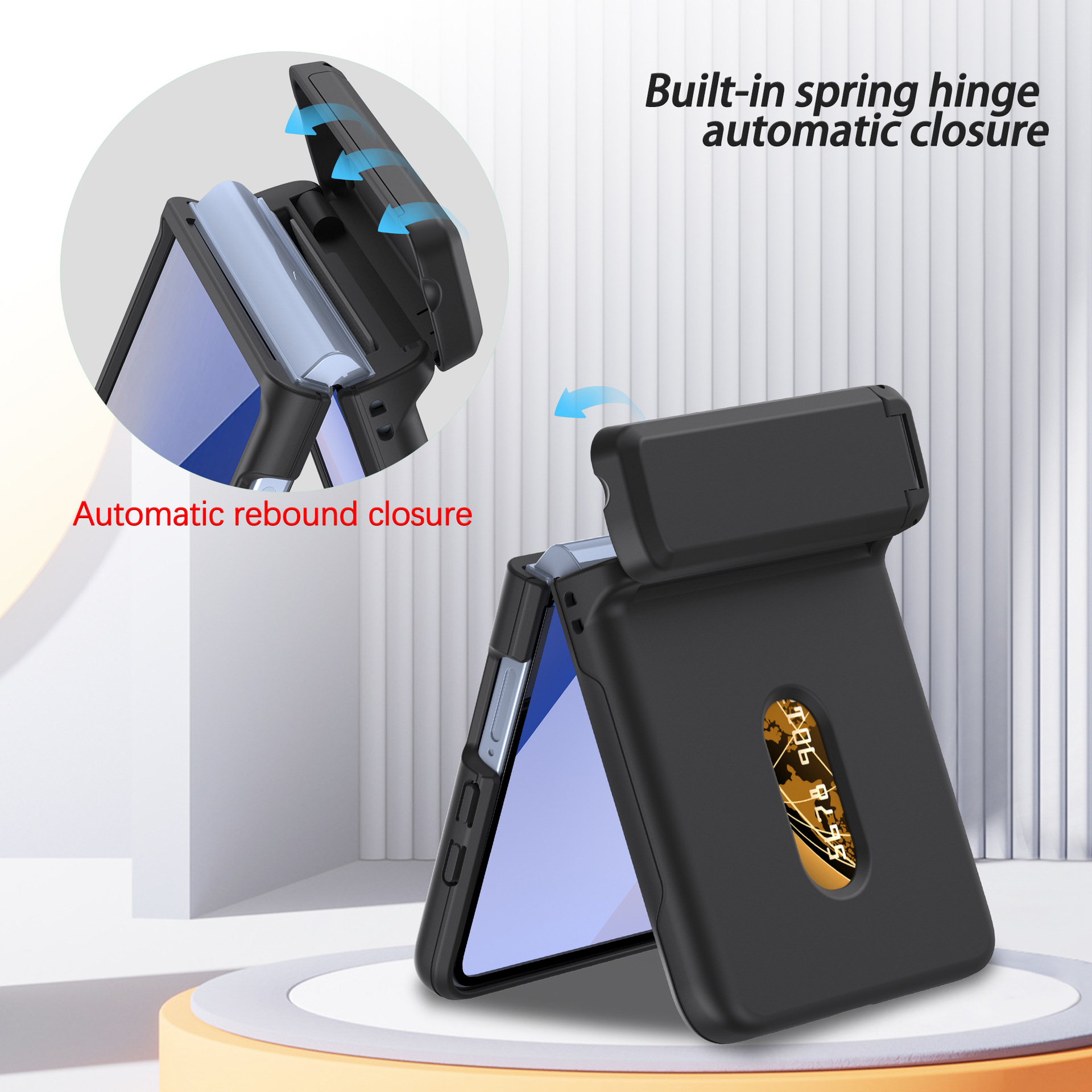 Compatible with Samsung Z Flip8/7 phone case, card slot holder, Flip6/5/4 spring-loaded folding screen protective case