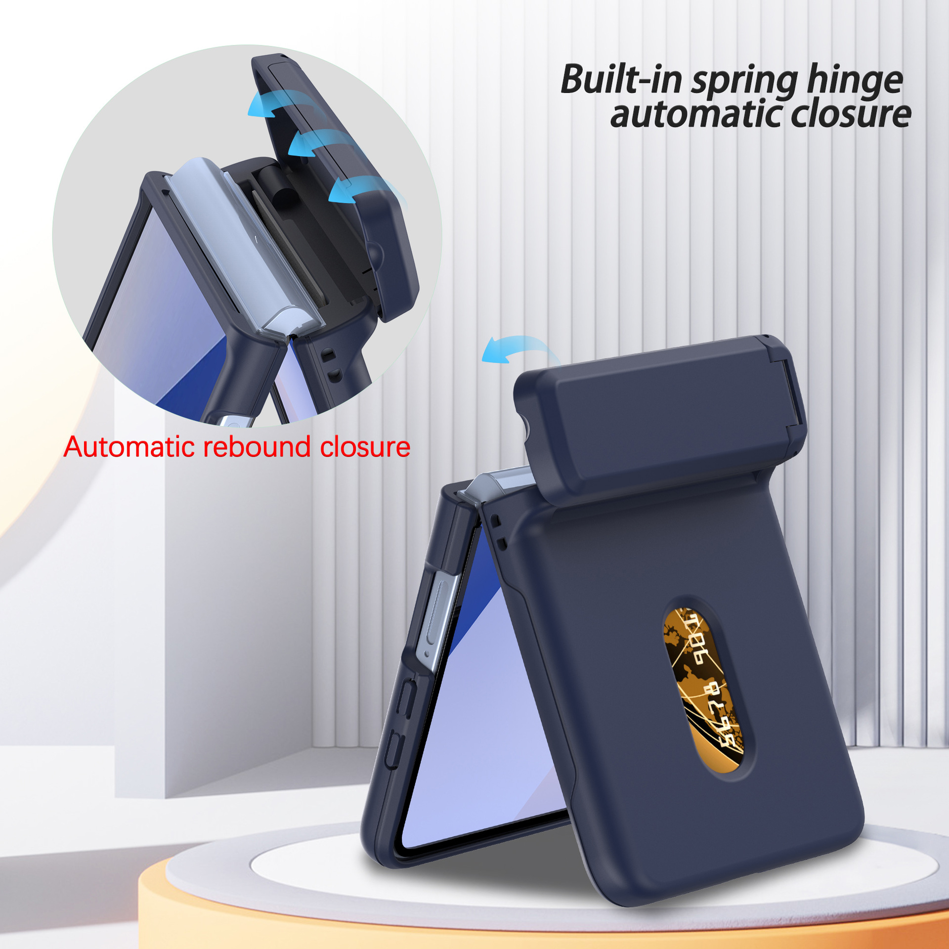 Compatible with Samsung Z Flip8/7 phone case, card slot holder, Flip6/5/4 spring-loaded folding screen protective case