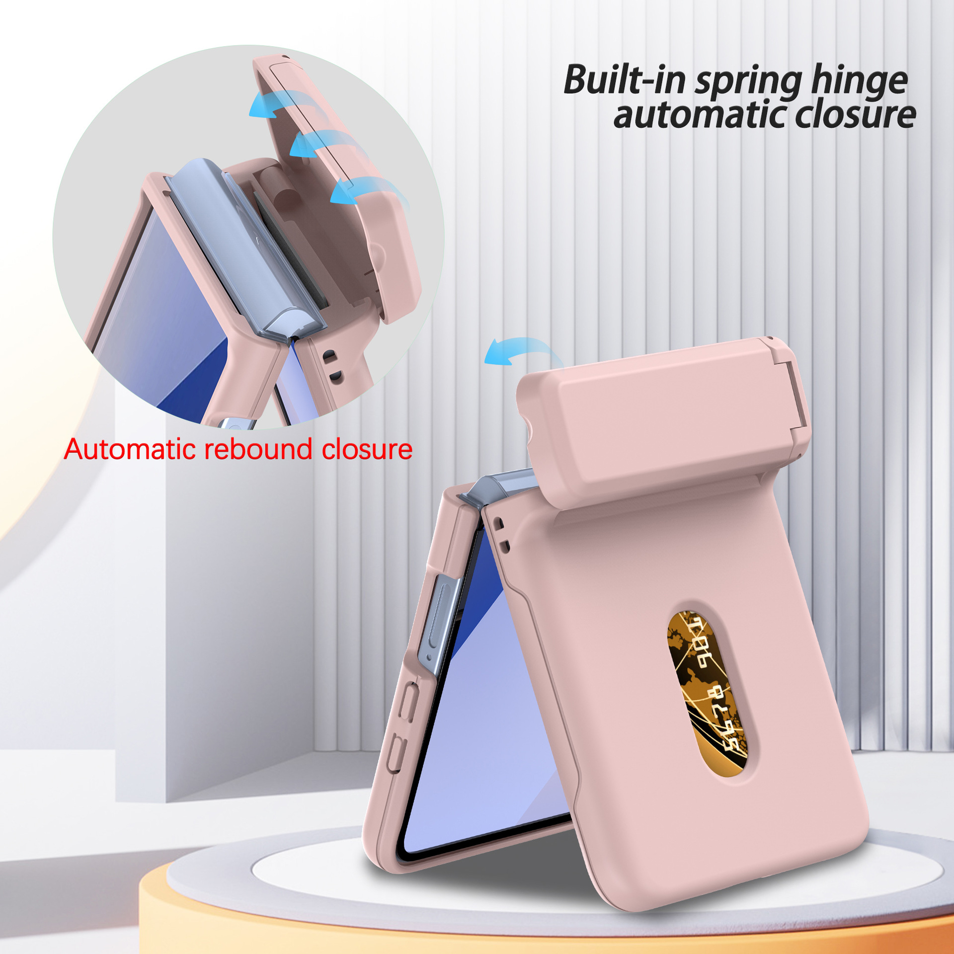 Compatible with Samsung Z Flip8/7 phone case, card slot holder, Flip6/5/4 spring-loaded folding screen protective case