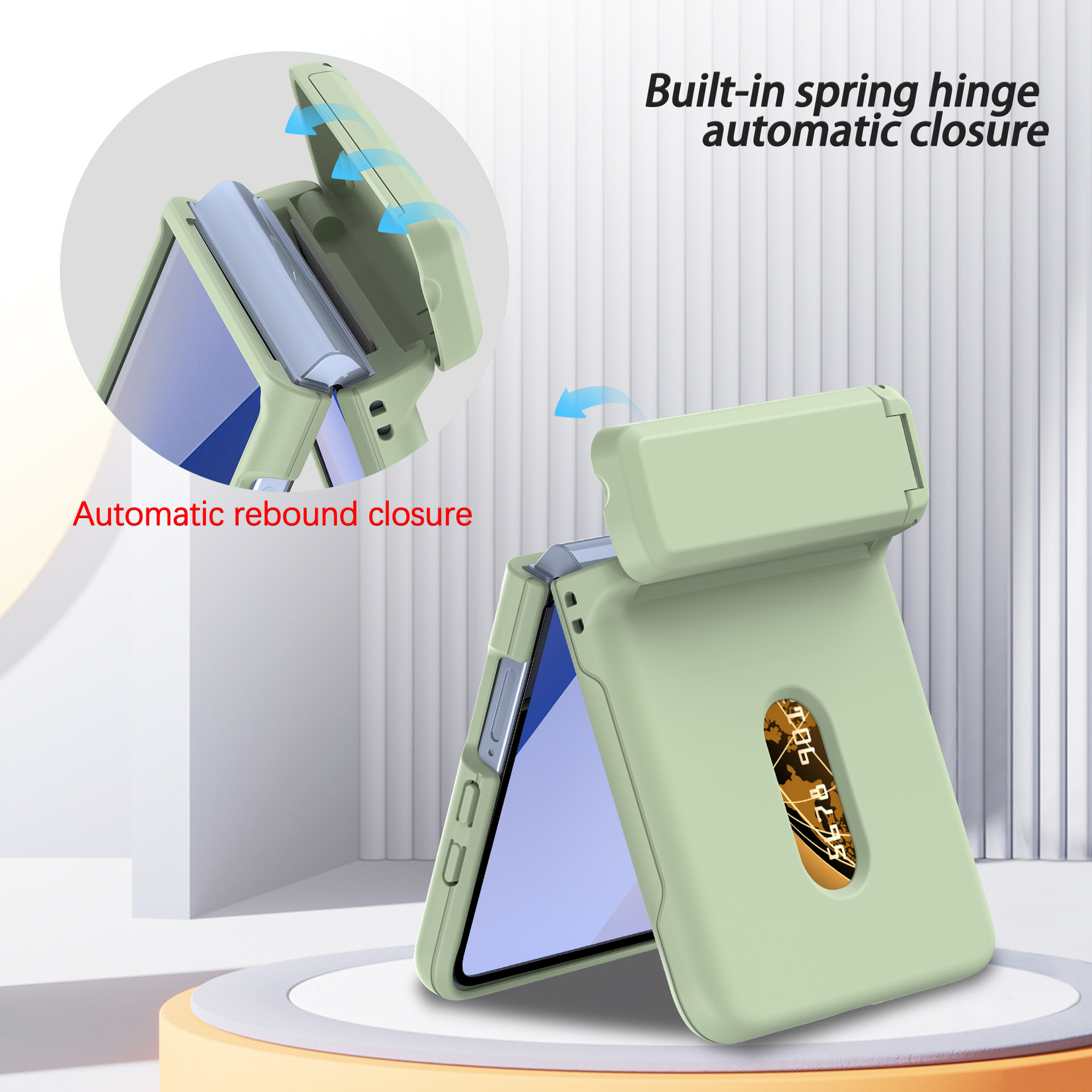 Compatible with Samsung Z Flip8/7 phone case, card slot holder, Flip6/5/4 spring-loaded folding screen protective case