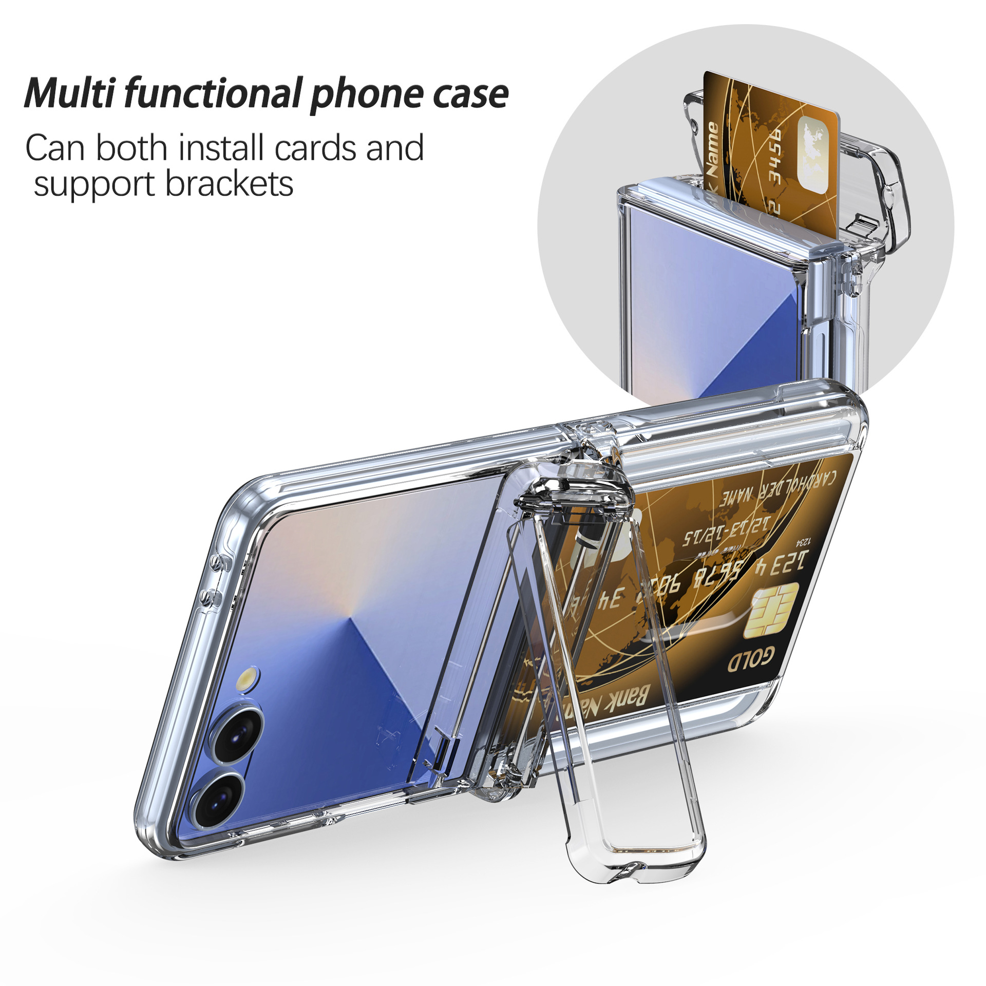 Compatible with Samsung Z Flip8/7 phone case, card slot holder, Flip6/5/4 spring-loaded folding screen protective case