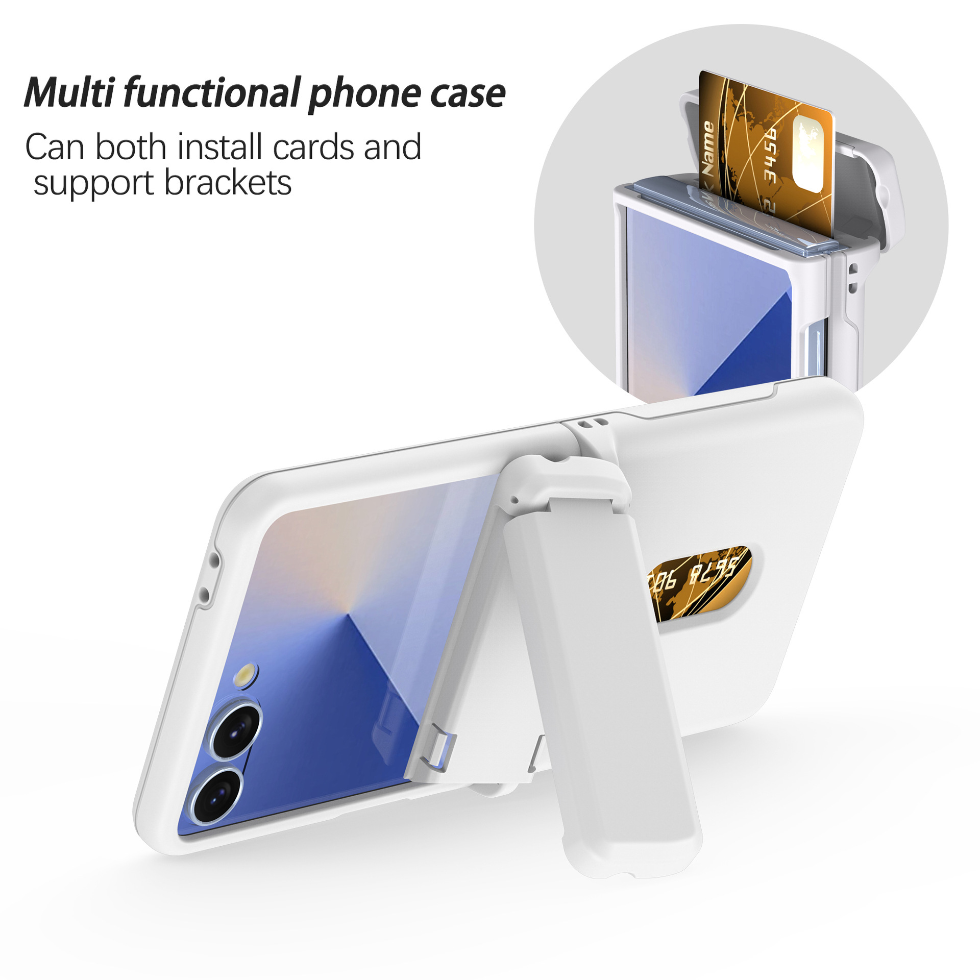 Compatible with Samsung Z Flip8/7 phone case, card slot holder, Flip6/5/4 spring-loaded folding screen protective case
