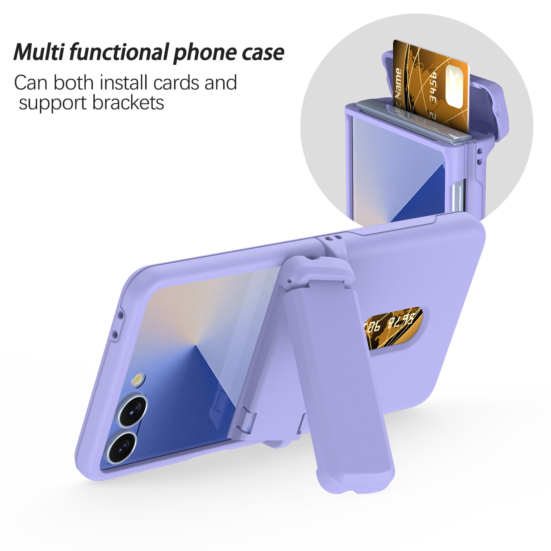 Compatible with Samsung Z Flip8/7 phone case, card slot holder, Flip6/5/4 spring-loaded folding screen protective case