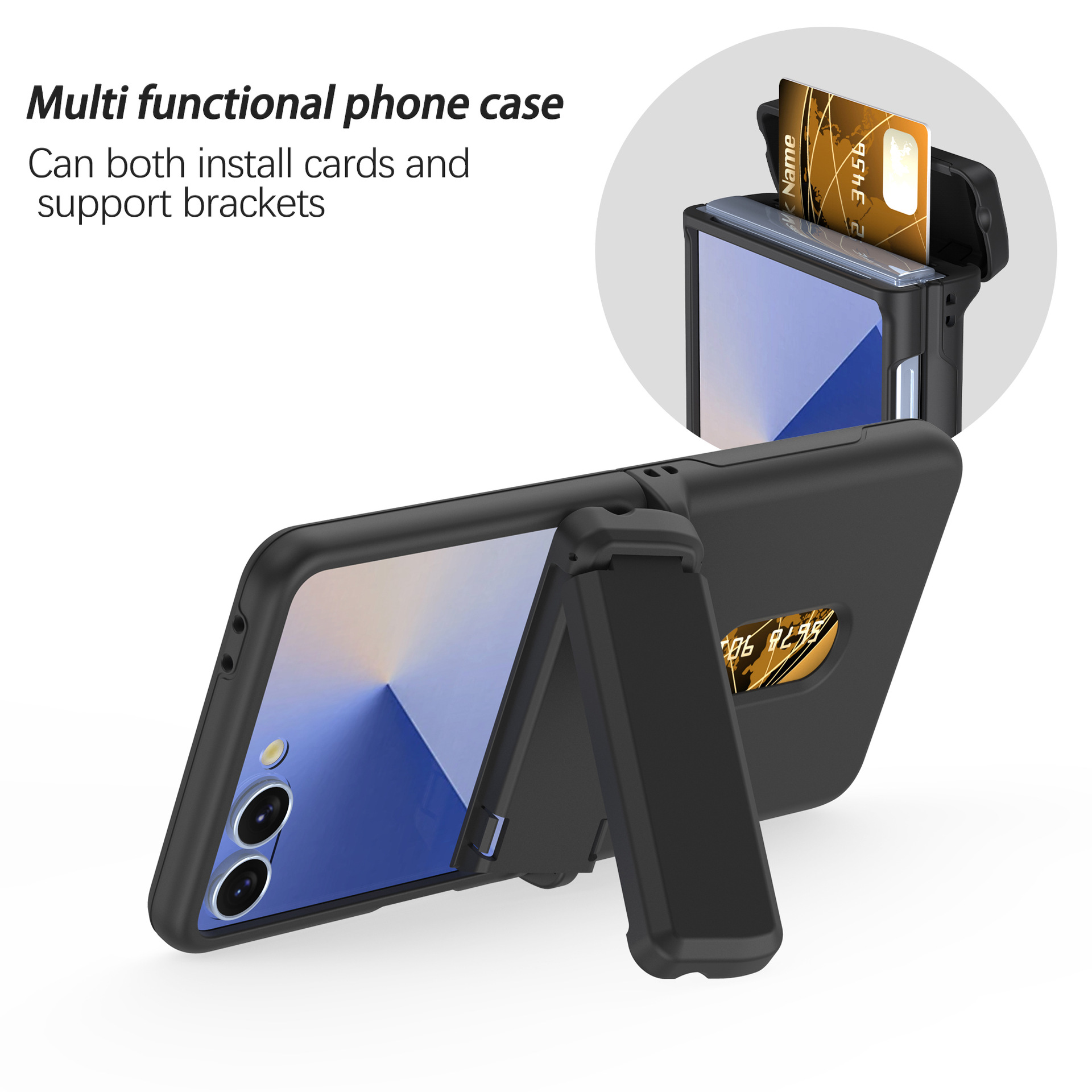 Compatible with Samsung Z Flip8/7 phone case, card slot holder, Flip6/5/4 spring-loaded folding screen protective case